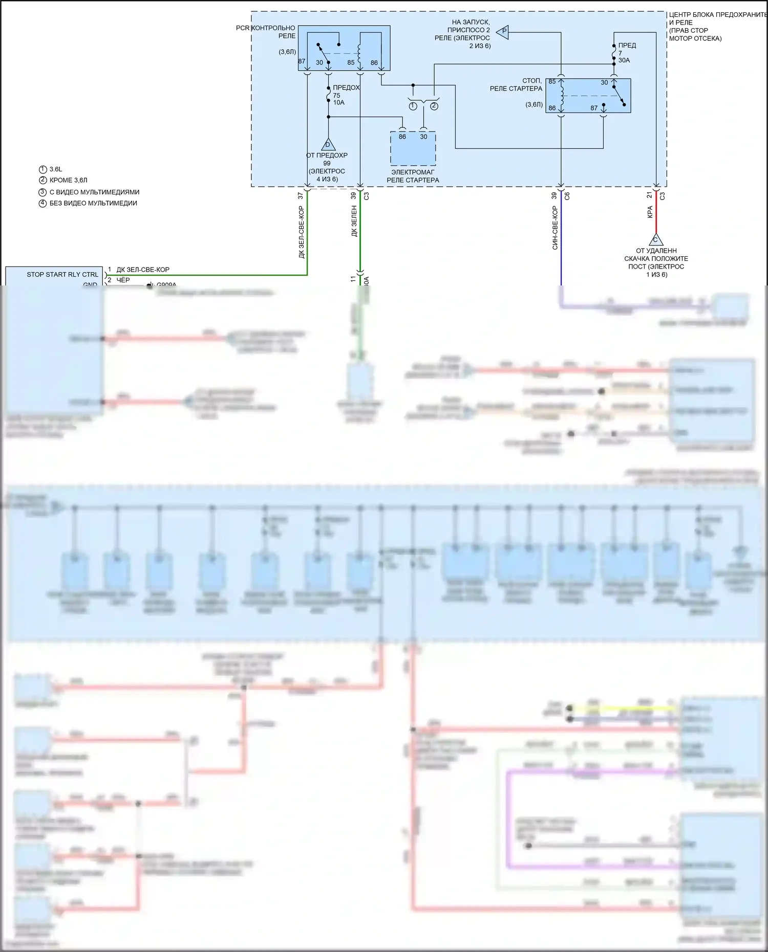 Cherokee Jeep V рестайлинг (2018-2024): Электросхема блока предохранителей реле (3 из 6) 
