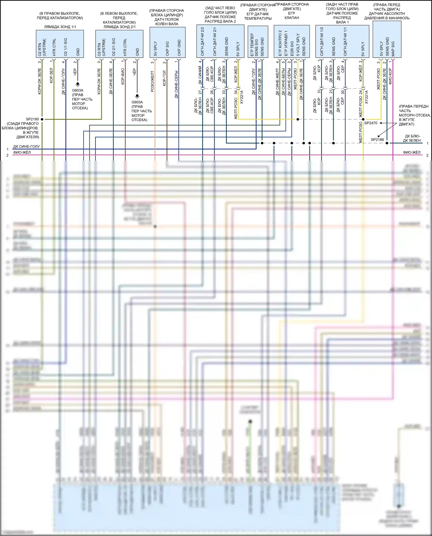 Cherokee Jeep V рестайлинг (2018-2024): Электросхема двигателя 3.6л (2 из 5) 