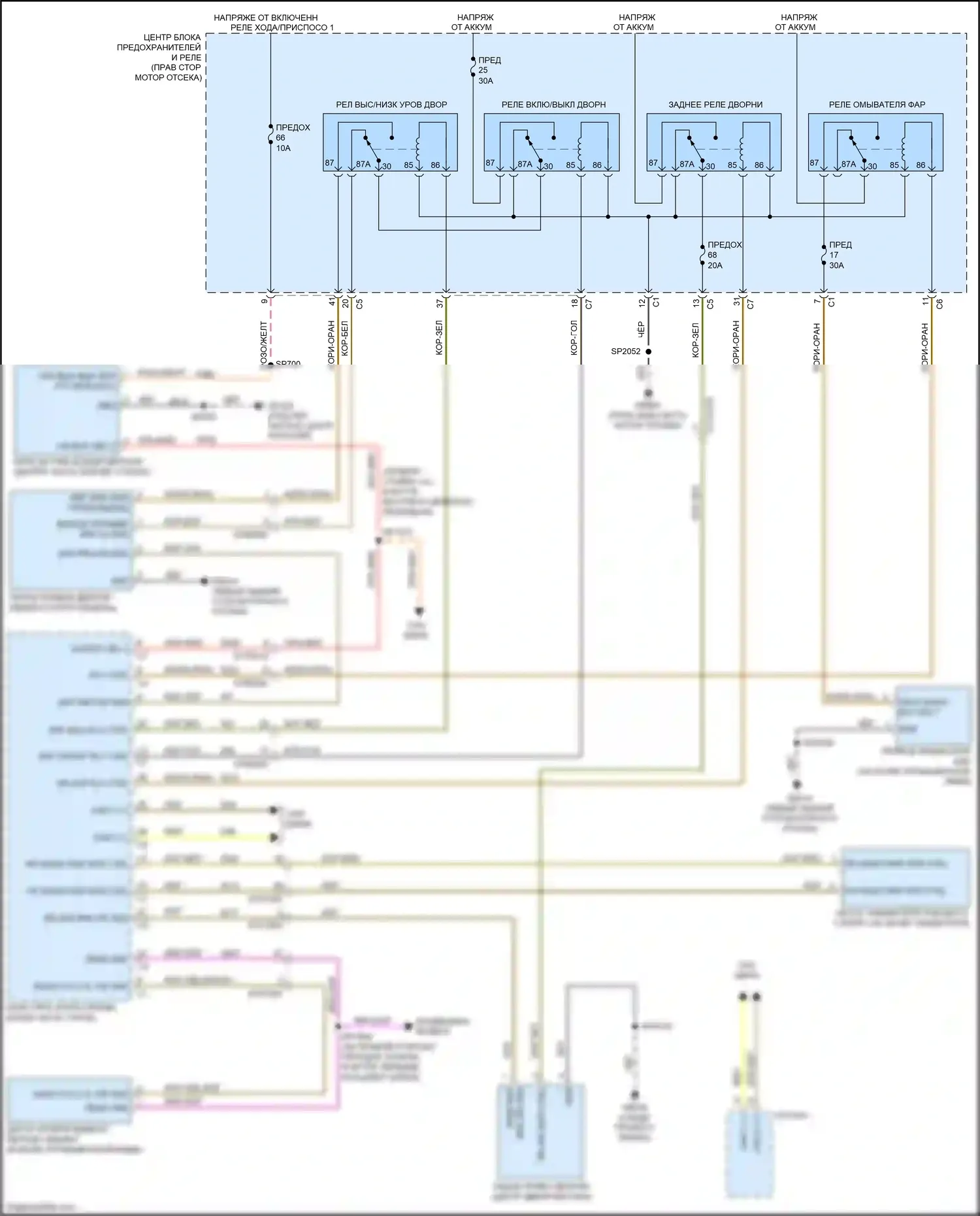 Cherokee Jeep V рестайлинг (2018-2024): Дворники и омыватели электросхема 