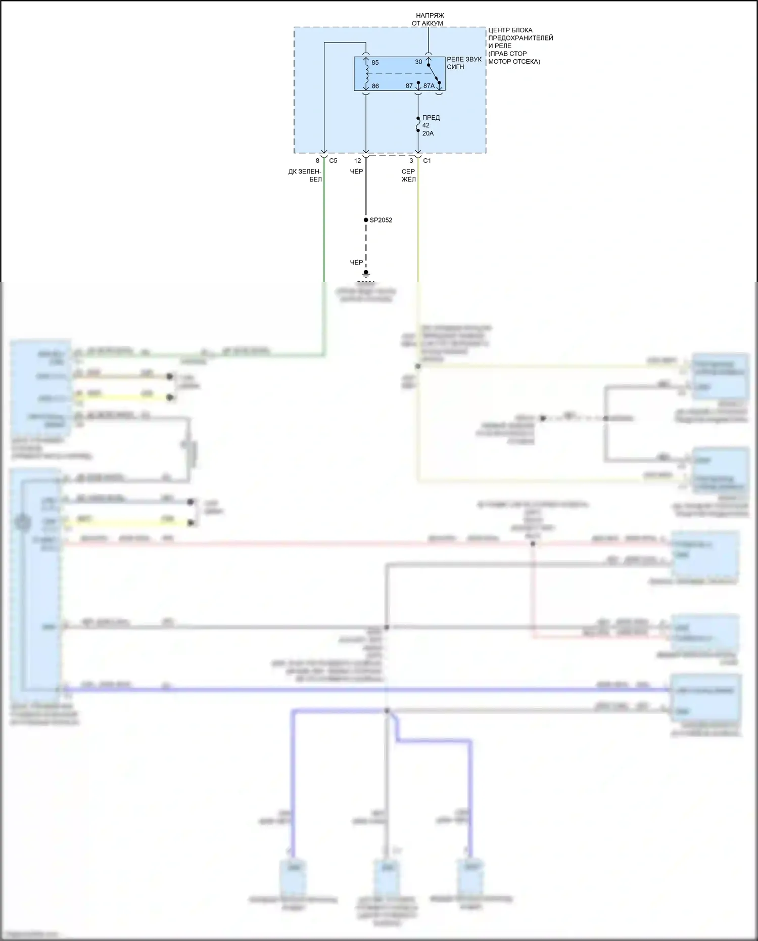 Cherokee Jeep V рестайлинг (2018-2024): Электросхема клаксона 