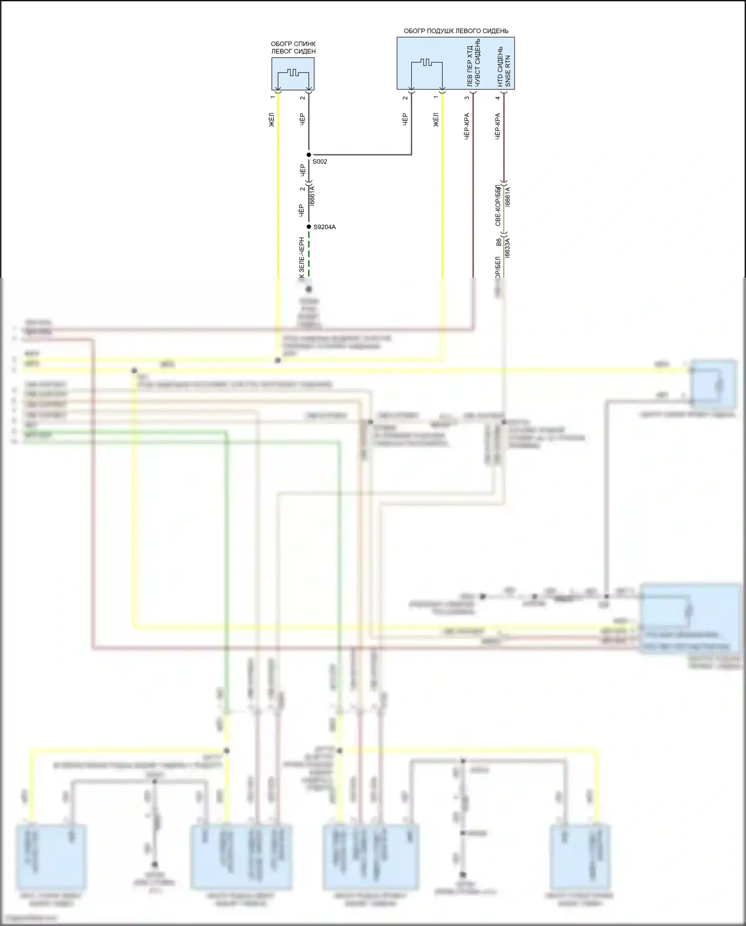 Cherokee Jeep V рестайлинг (2018-2024): Электросхема обогреваемых сидений, без вентиляции (2 из 2) 