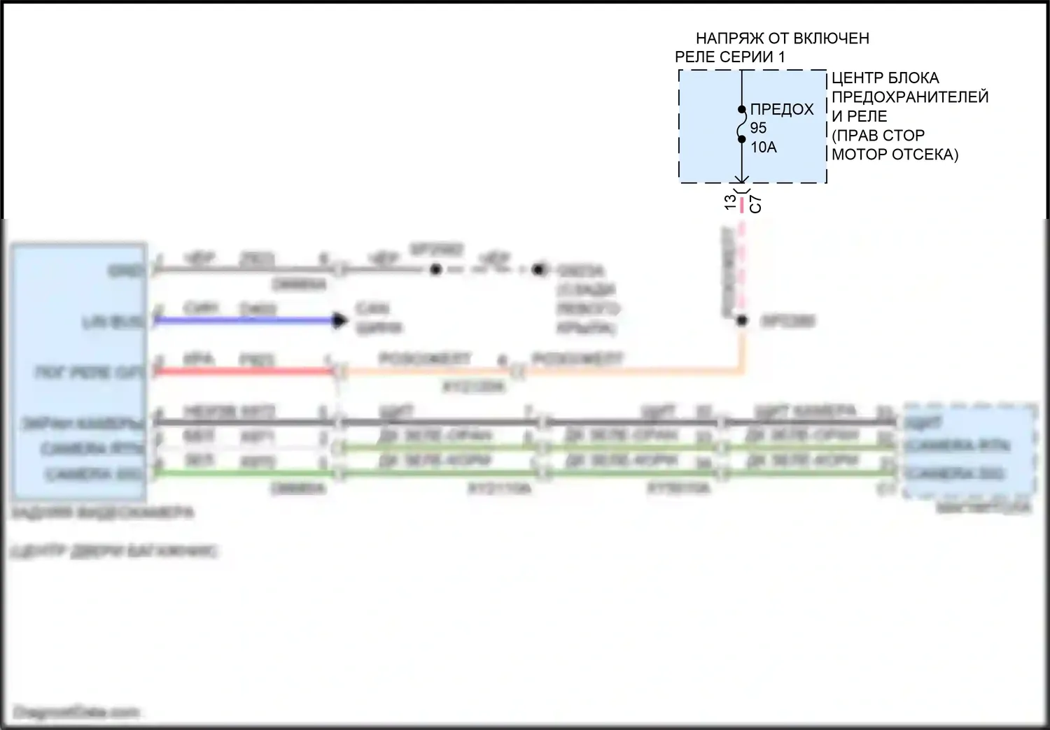 Cherokee Jeep V рестайлинг (2018-2024): Электросхема камеры заднего вида 