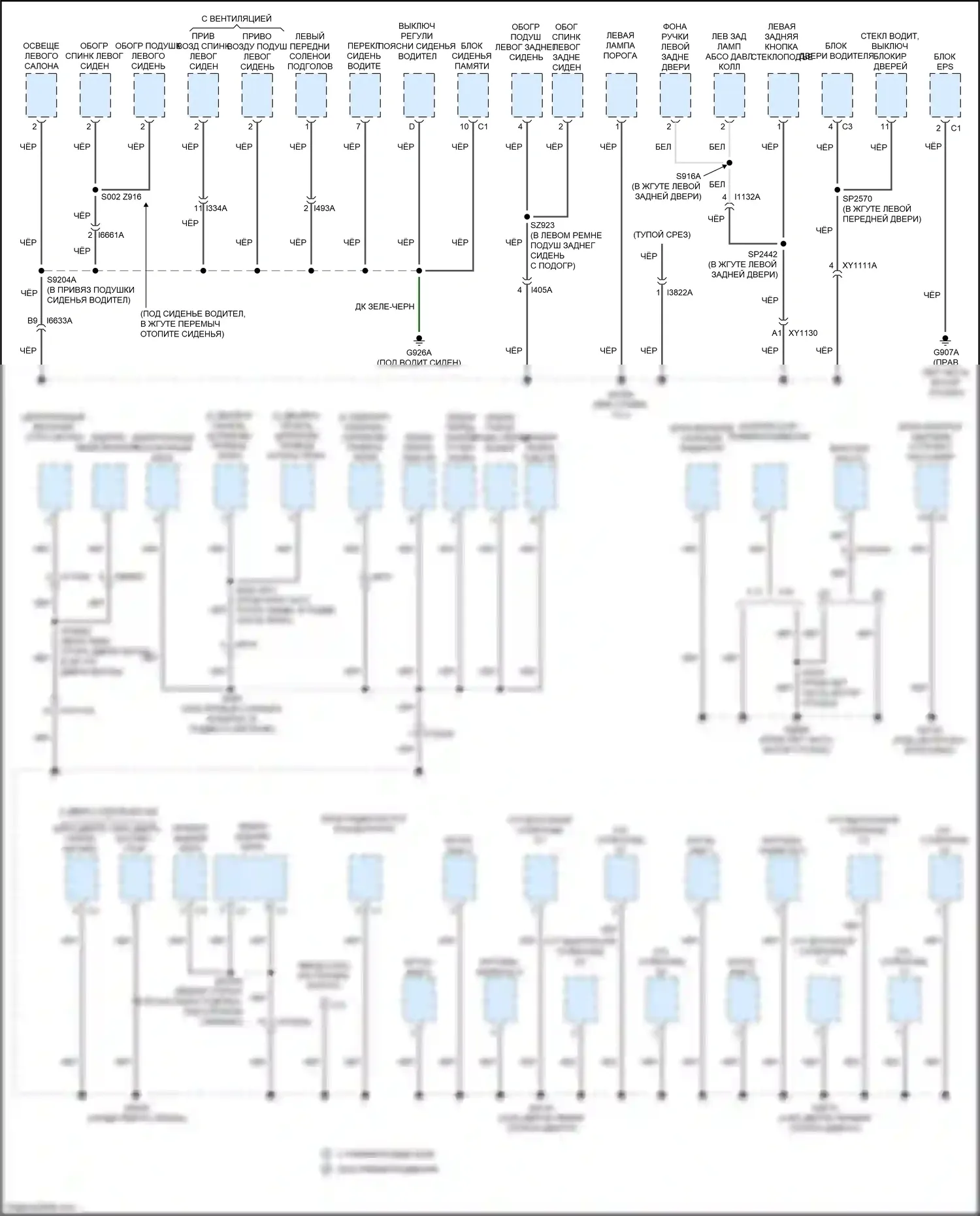 Cherokee Jeep V рестайлинг (2018-2024): Электросхема точек подключения масс (4 из 4) 