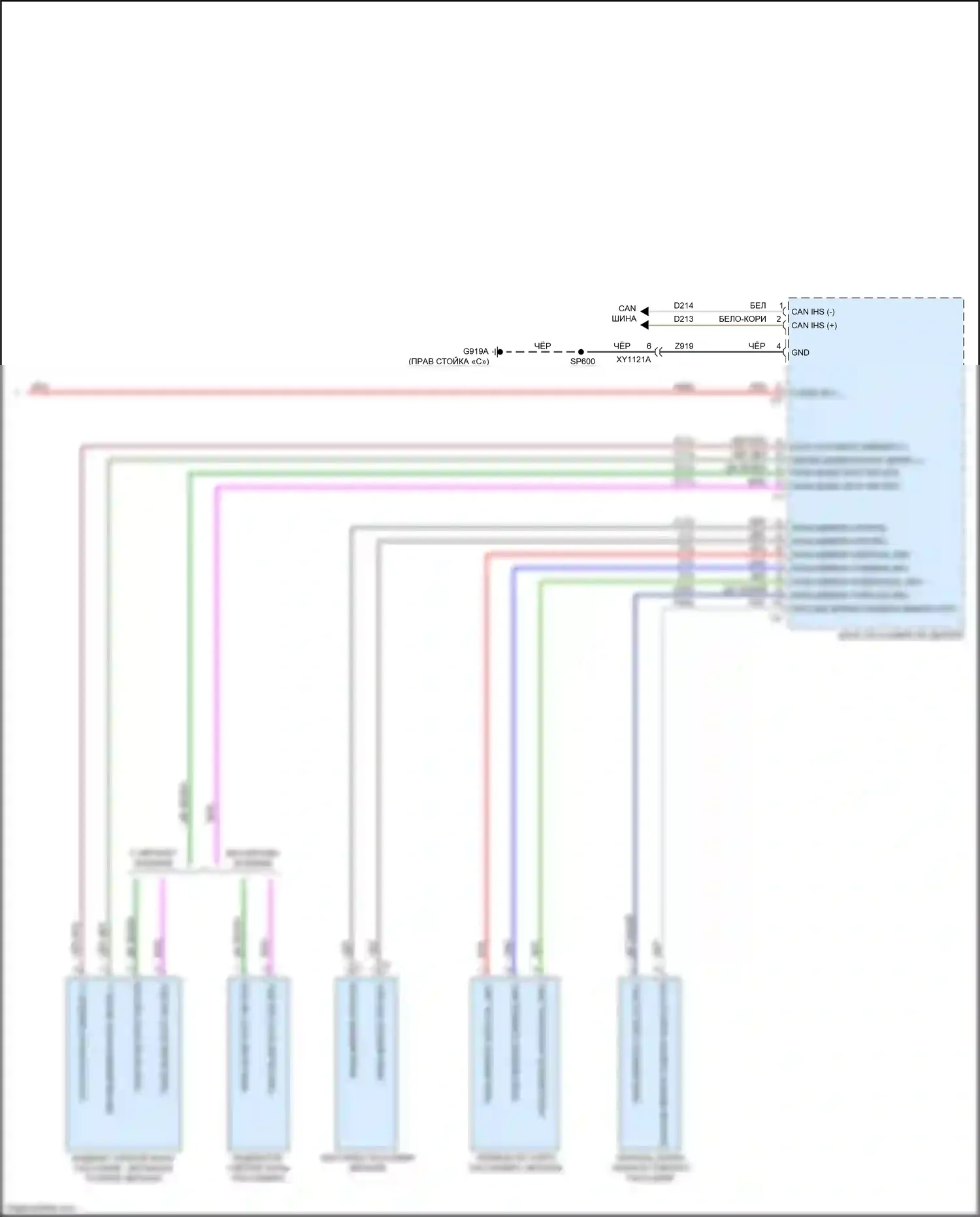 Cherokee Jeep V рестайлинг (2018-2024): Управление зеркалами заднего вида электросхема, основание (2 из 2) 