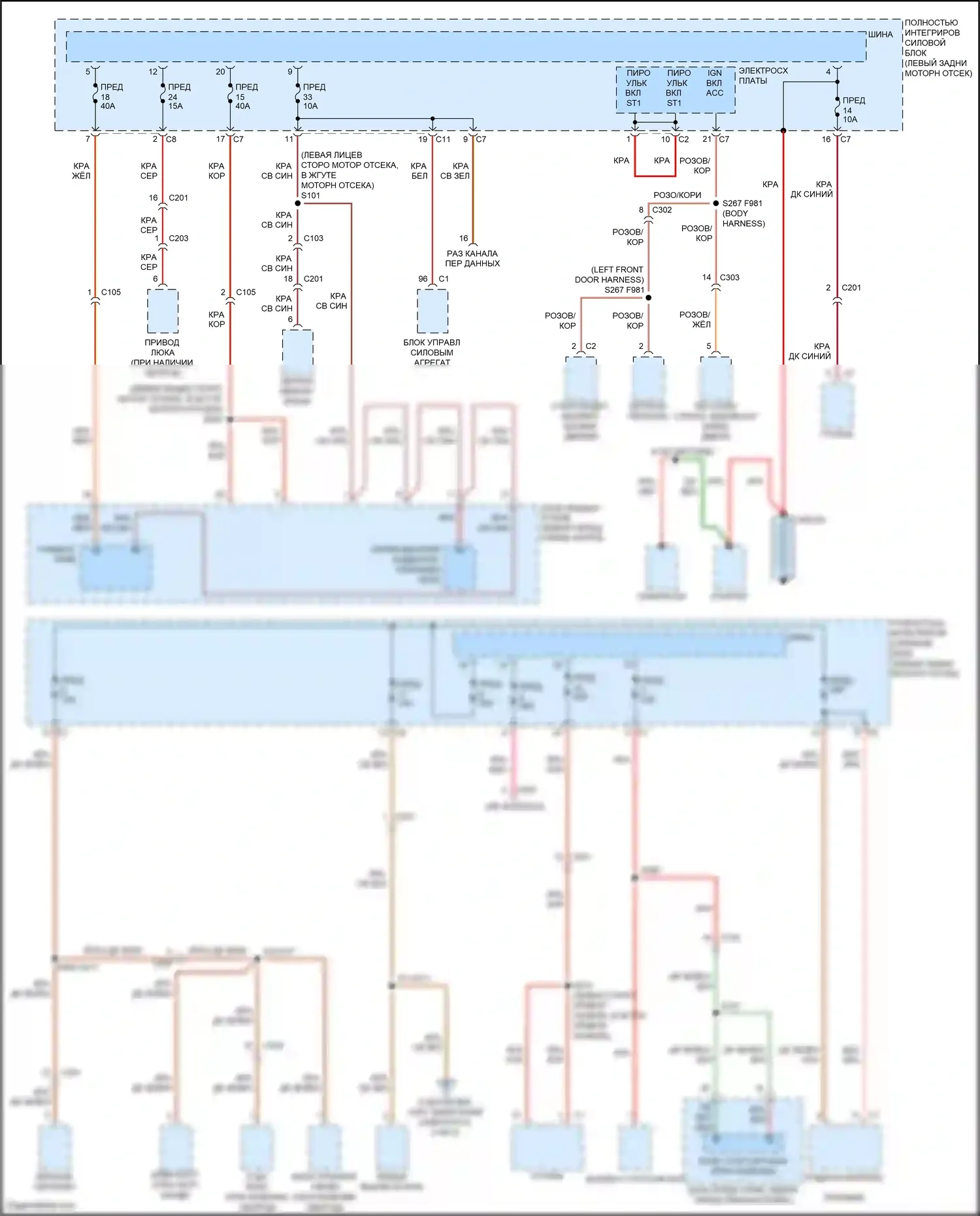 Compass Jeep I рестайлинг (2010-2013): Электросхема блока предохранителей реле (1 из 3) 