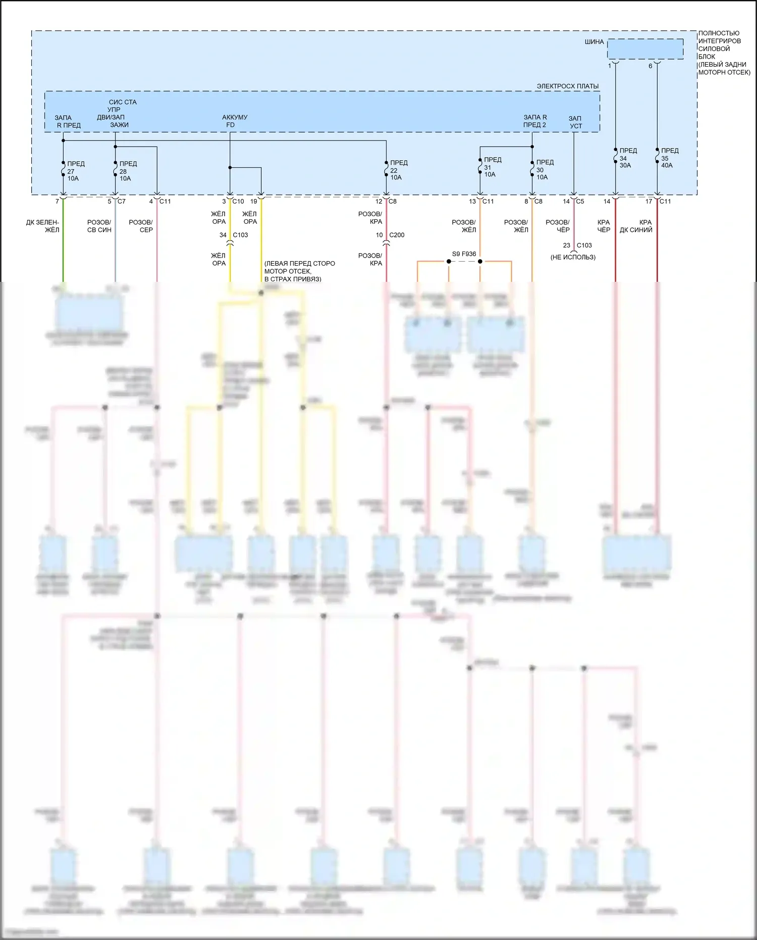 Compass Jeep I рестайлинг (2010-2013): Электросхема блока предохранителей реле (3 из 3) 