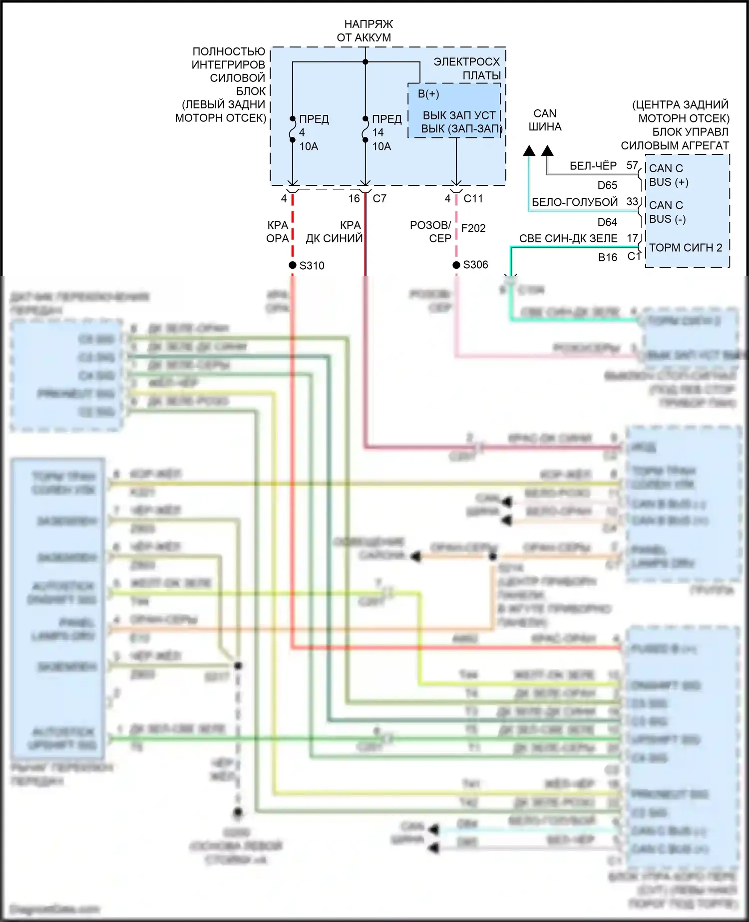 Compass Jeep I рестайлинг (2010-2013): Электросхема блокировки селектора, с автоматическим переключением 