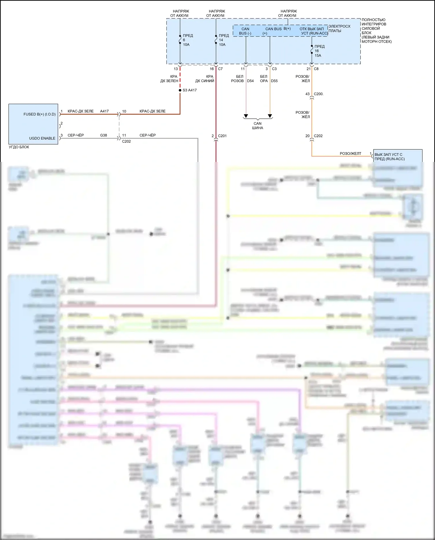 Compass Jeep I рестайлинг (2010-2013): Электросхема внутреннего освещения 