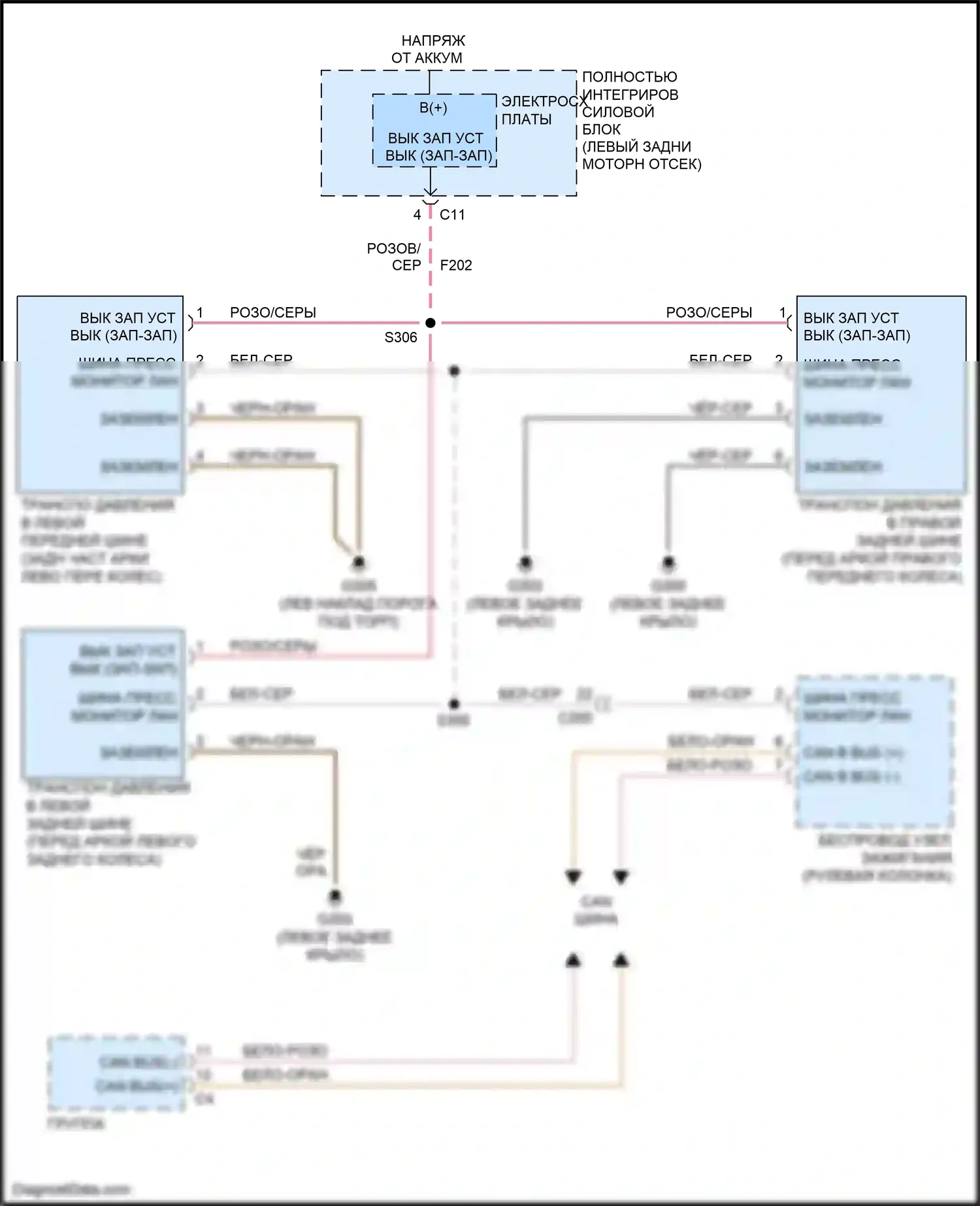 Compass Jeep I рестайлинг (2010-2013): Электросхема контроля давления в шинах 
