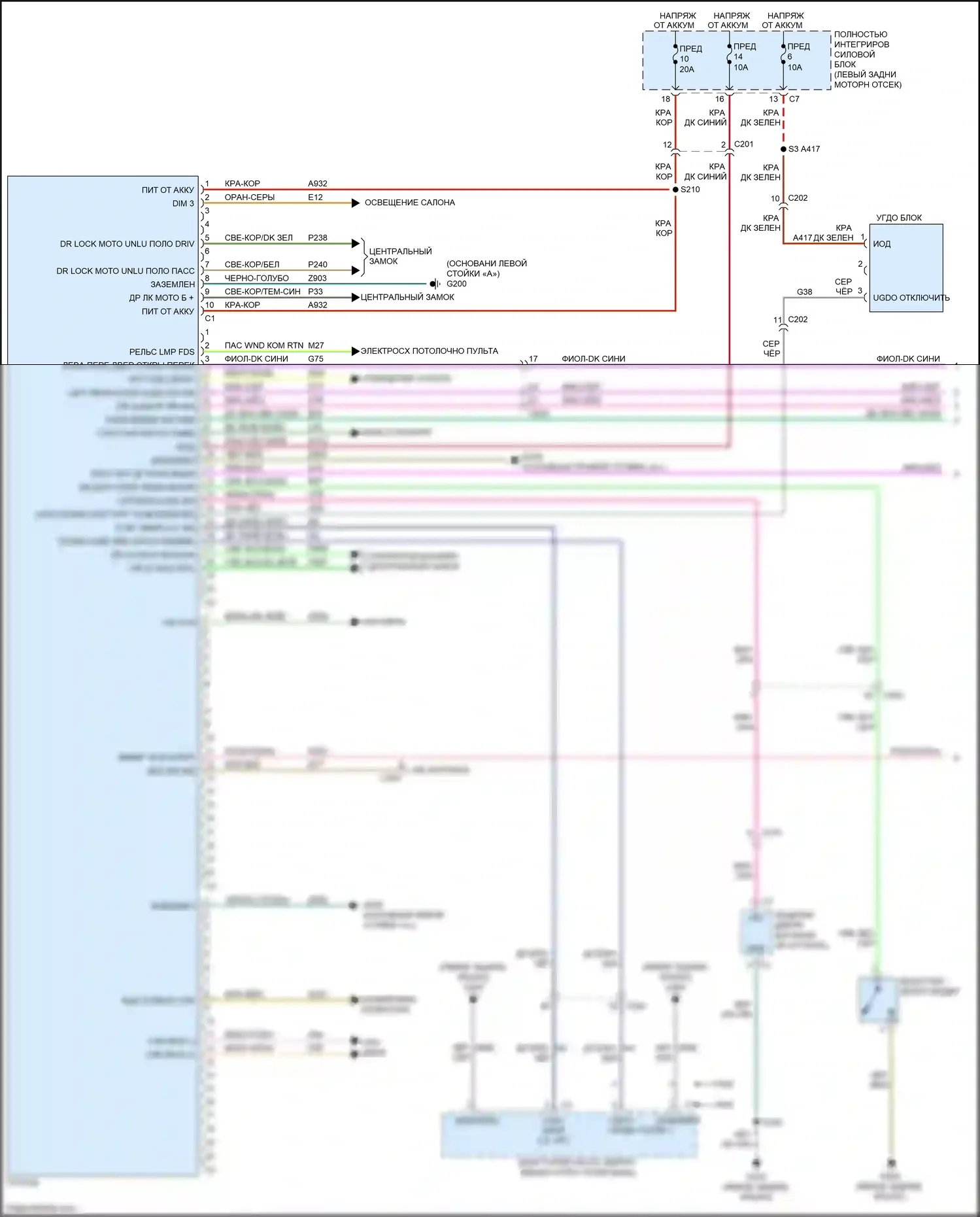 Compass Jeep I рестайлинг (2010-2013): Электросхема приборной панели (1 из 2) 