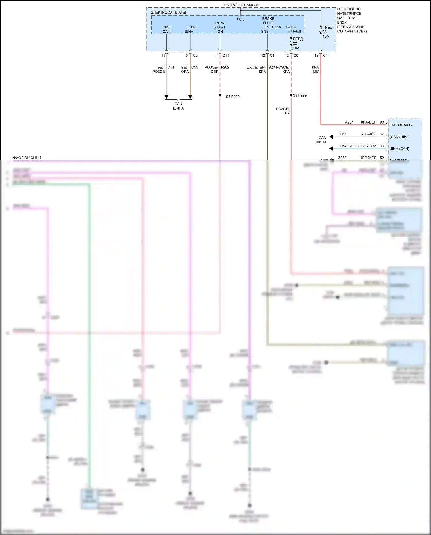 Compass Jeep I рестайлинг (2010-2013): Электросхема приборной панели (2 из 2) 
