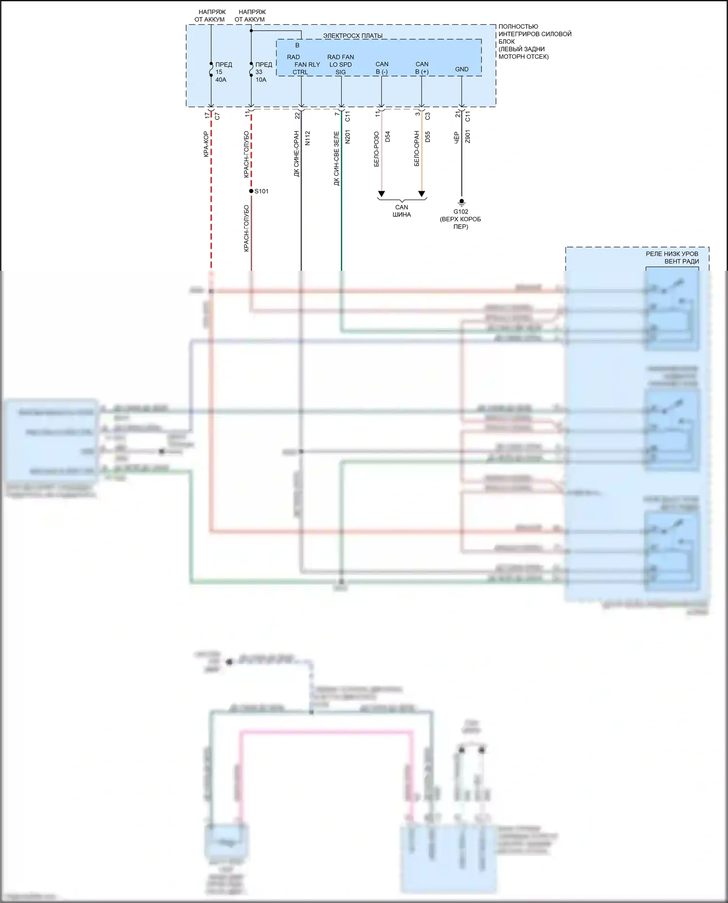 Compass Jeep I рестайлинг (2010-2013): Электросхема вентилятора охлаждения 