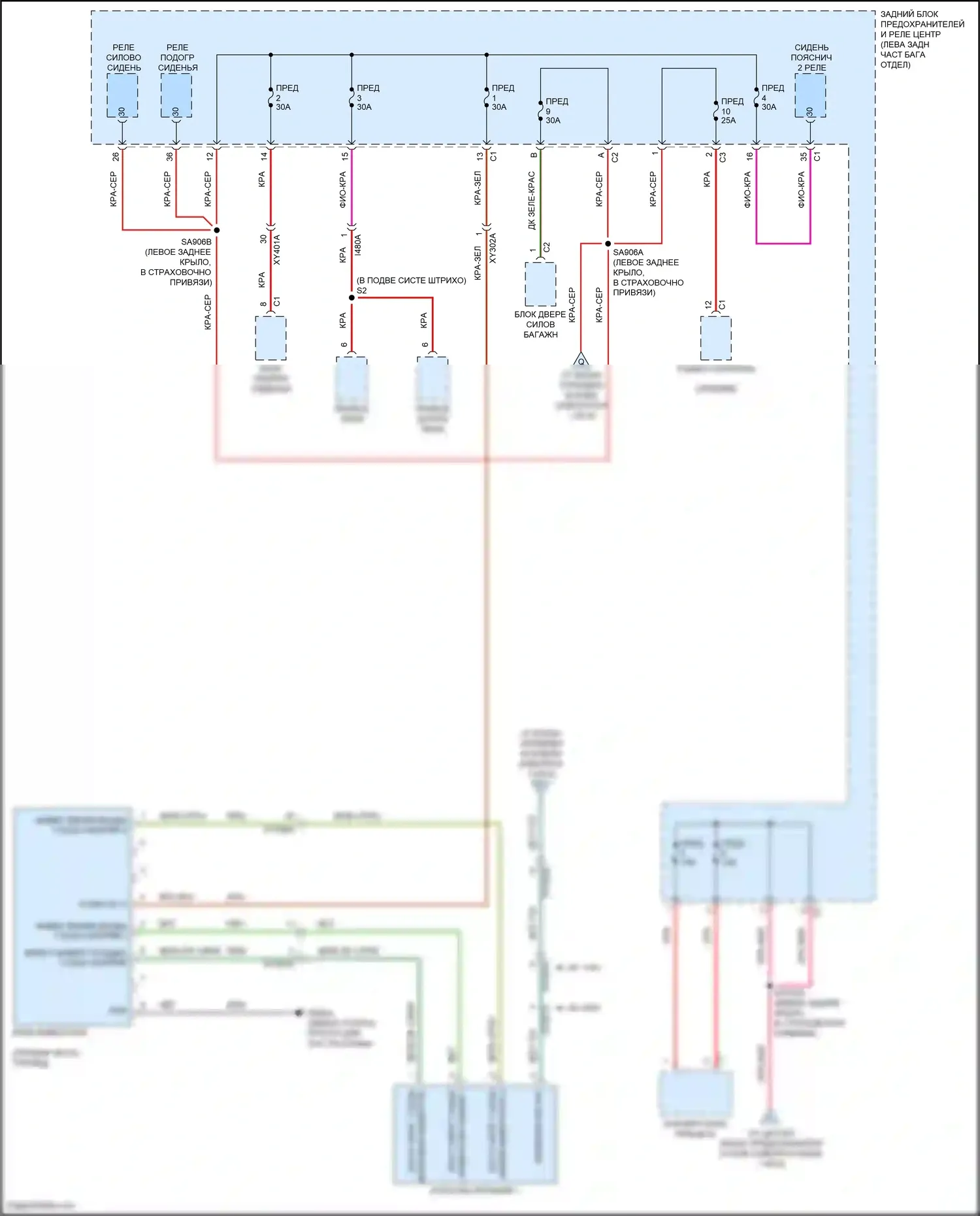 Compass Jeep II рестайлинг (2020-2024): Электросхема блока предохранителей реле (2 из 6) 