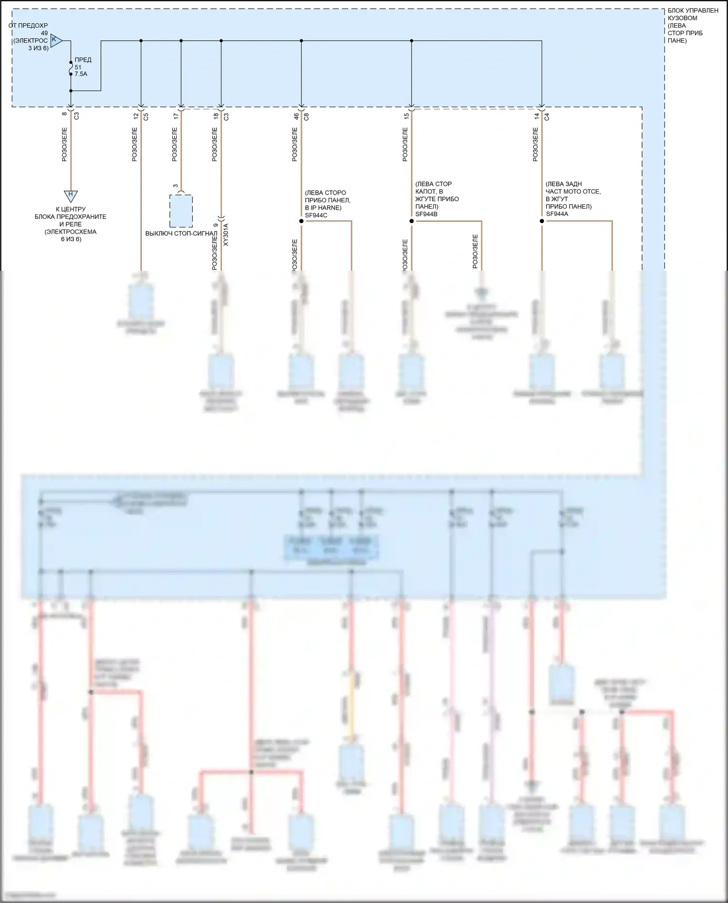 Compass Jeep II рестайлинг (2020-2024): Электросхема блока предохранителей реле (4 из 6) 