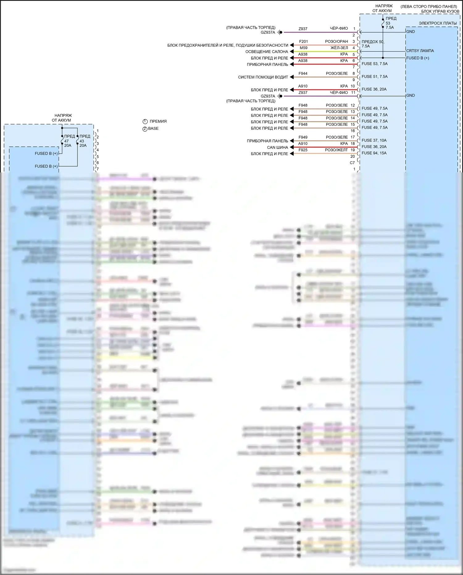 Compass Jeep II рестайлинг (2020-2024): Электросхема блоков управления кузовом (2 из 4) 