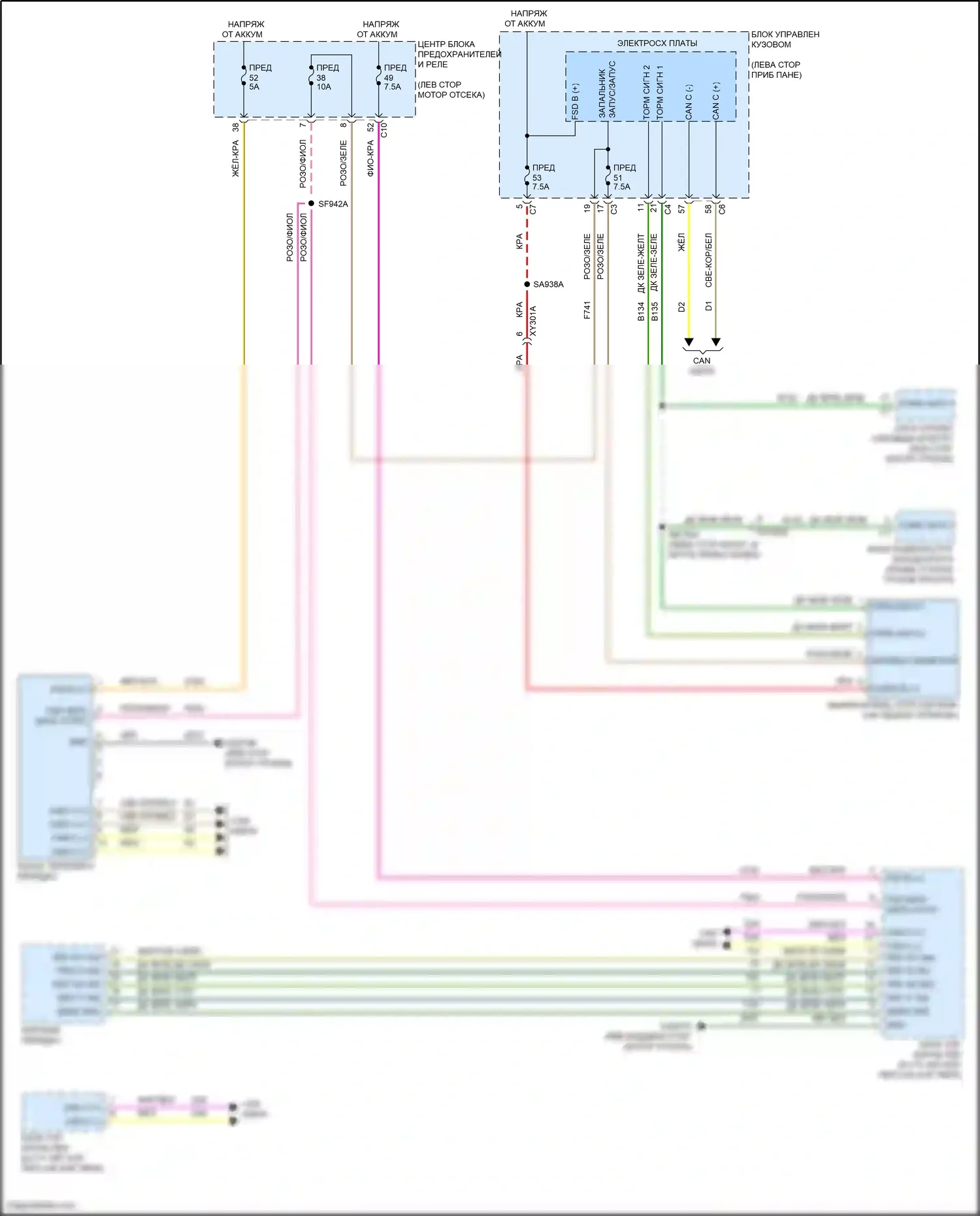 Compass Jeep II рестайлинг (2020-2024): Электросхема блокировки селектора 