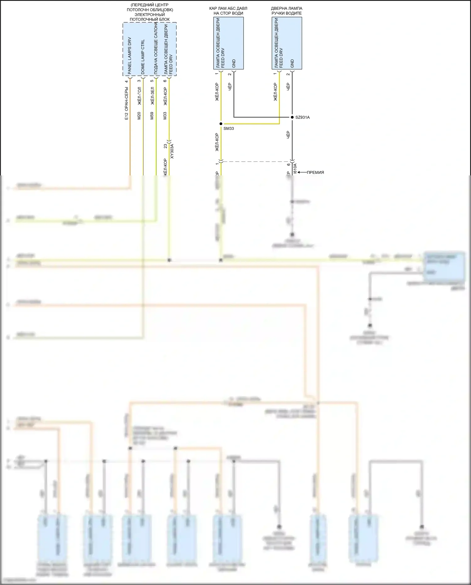 Compass Jeep II рестайлинг (2020-2024): Электросхема освещения салона (3 из 3) 