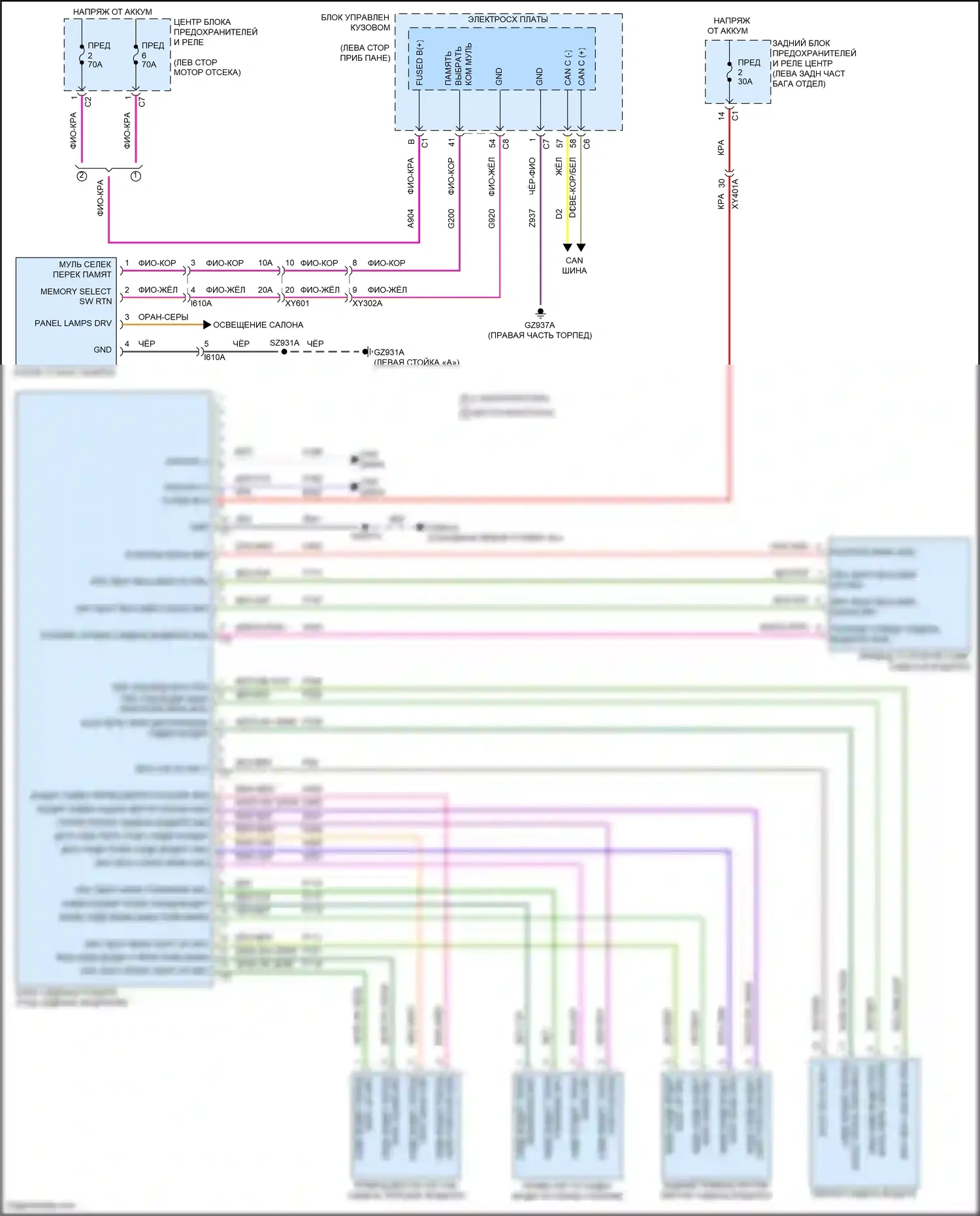 Compass Jeep II рестайлинг (2020-2024): Электросхема сиденья памяти 