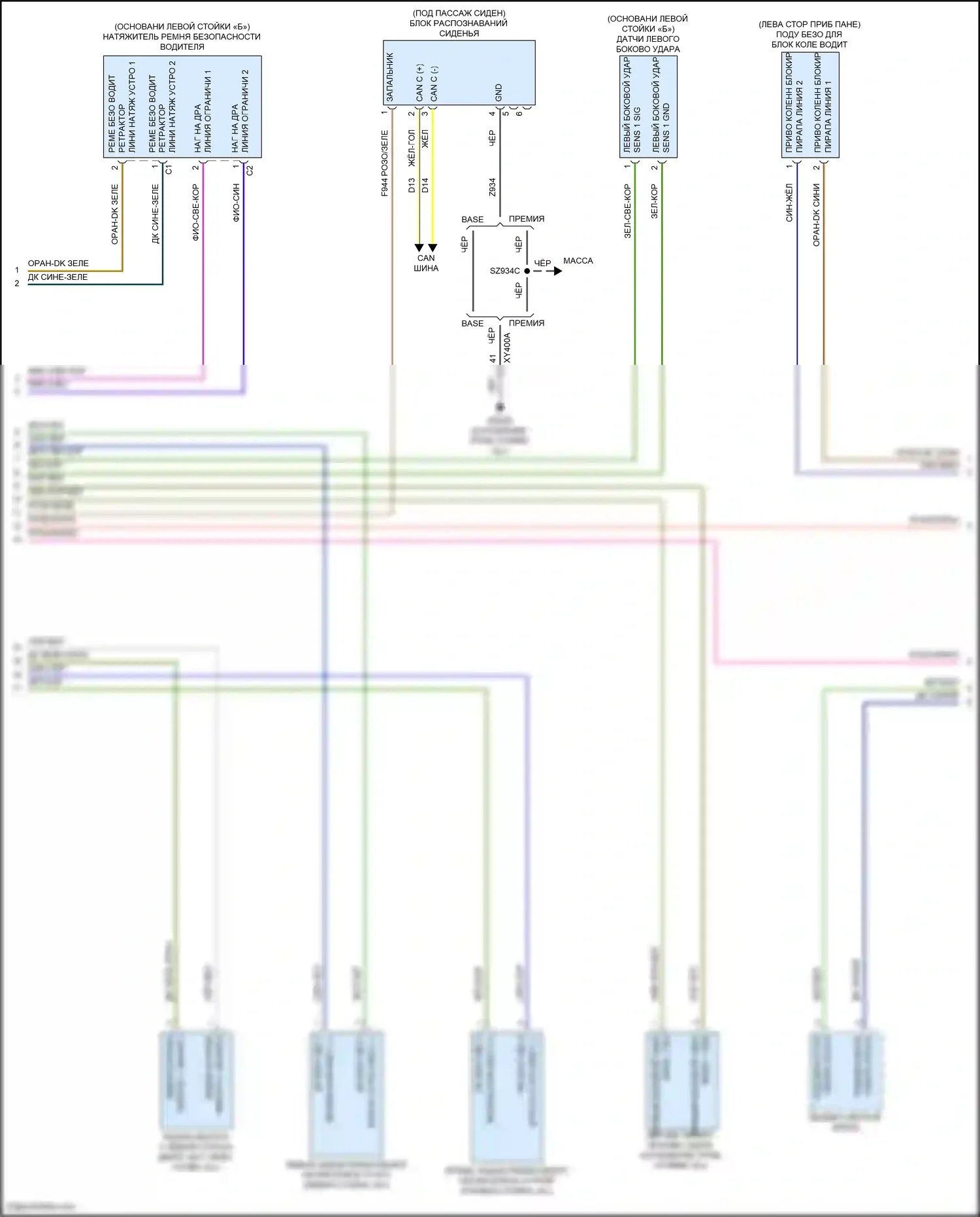 Compass Jeep II рестайлинг (2020-2024): Электросхема подушек безопасности (3 из 4) 