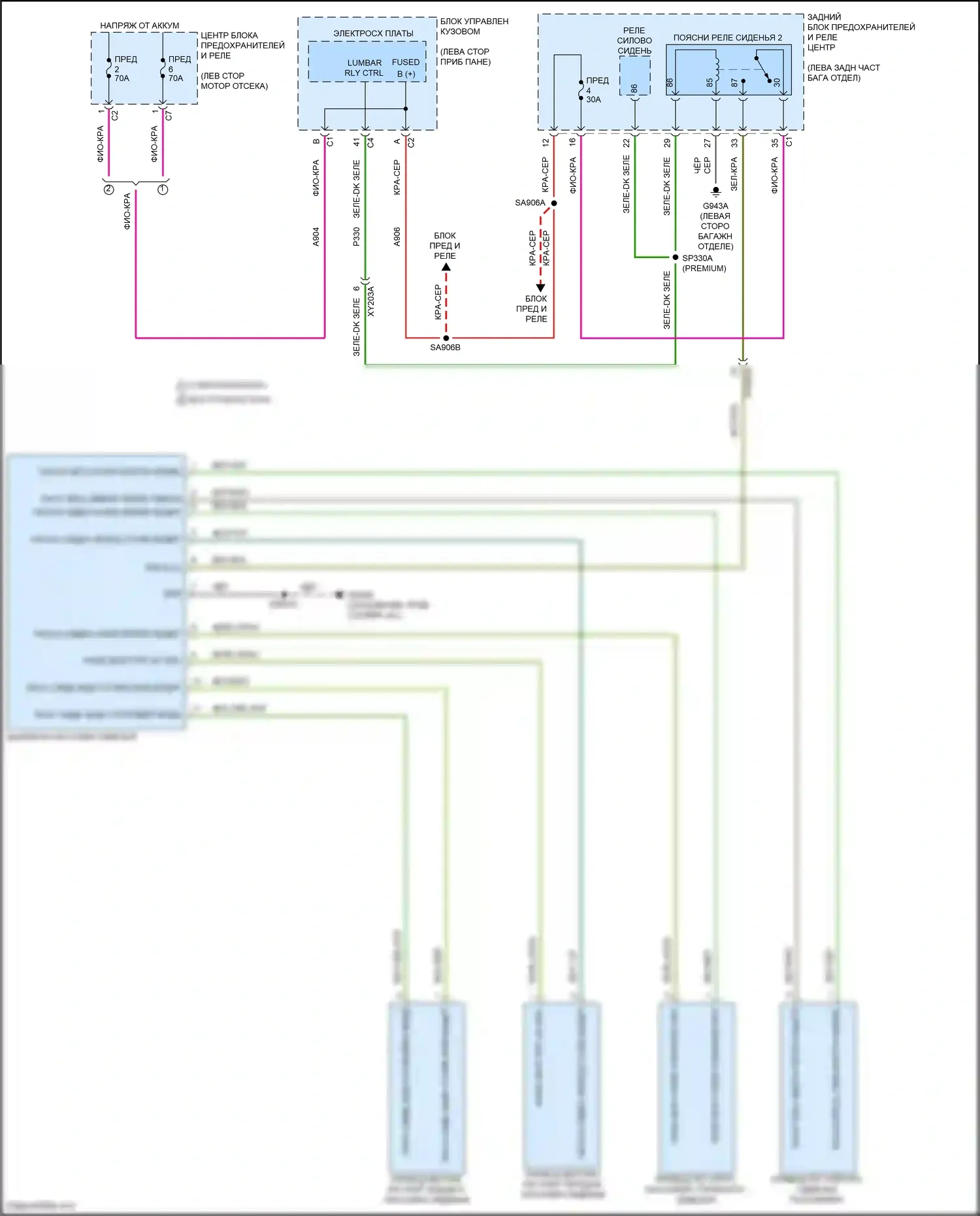 Compass Jeep II рестайлинг (2020-2024): Электросхема сиденья питания для пассажиров 