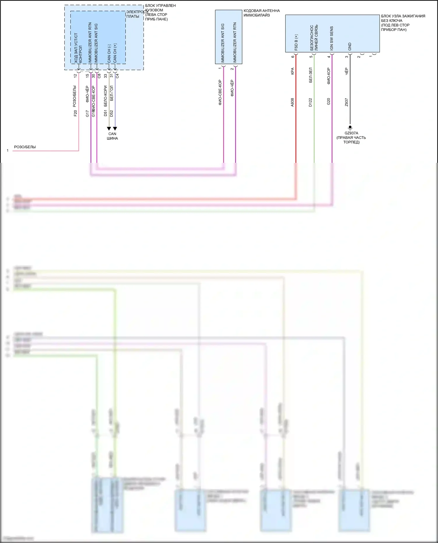 Compass Jeep II рестайлинг (2020-2024): Электросхема пассивного ввода (2 из 2) 