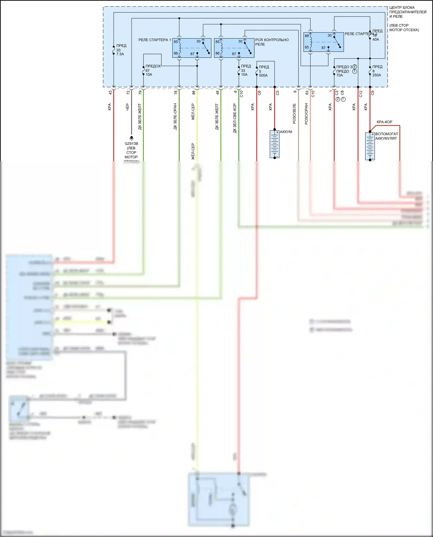 Compass Jeep II рестайлинг (2020-2024): Электросхема стартера (1 из 2) 