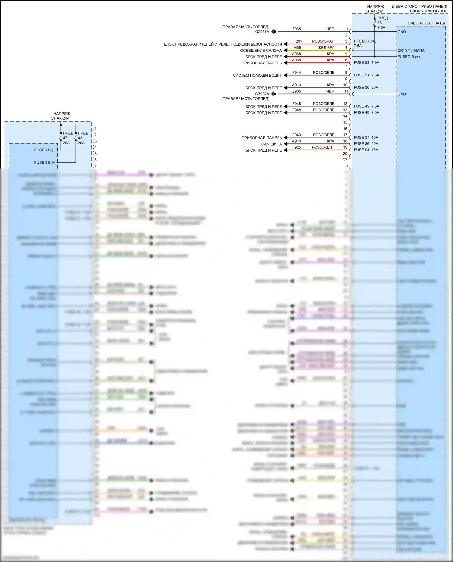 Compass Jeep II (2016-2022): Электросхема блоков управления кузовом (2 из 4) 