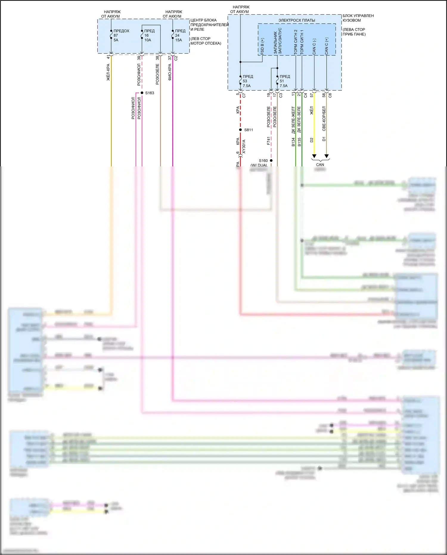 Compass Jeep II (2016-2022): Электросхема блокировки селектора 