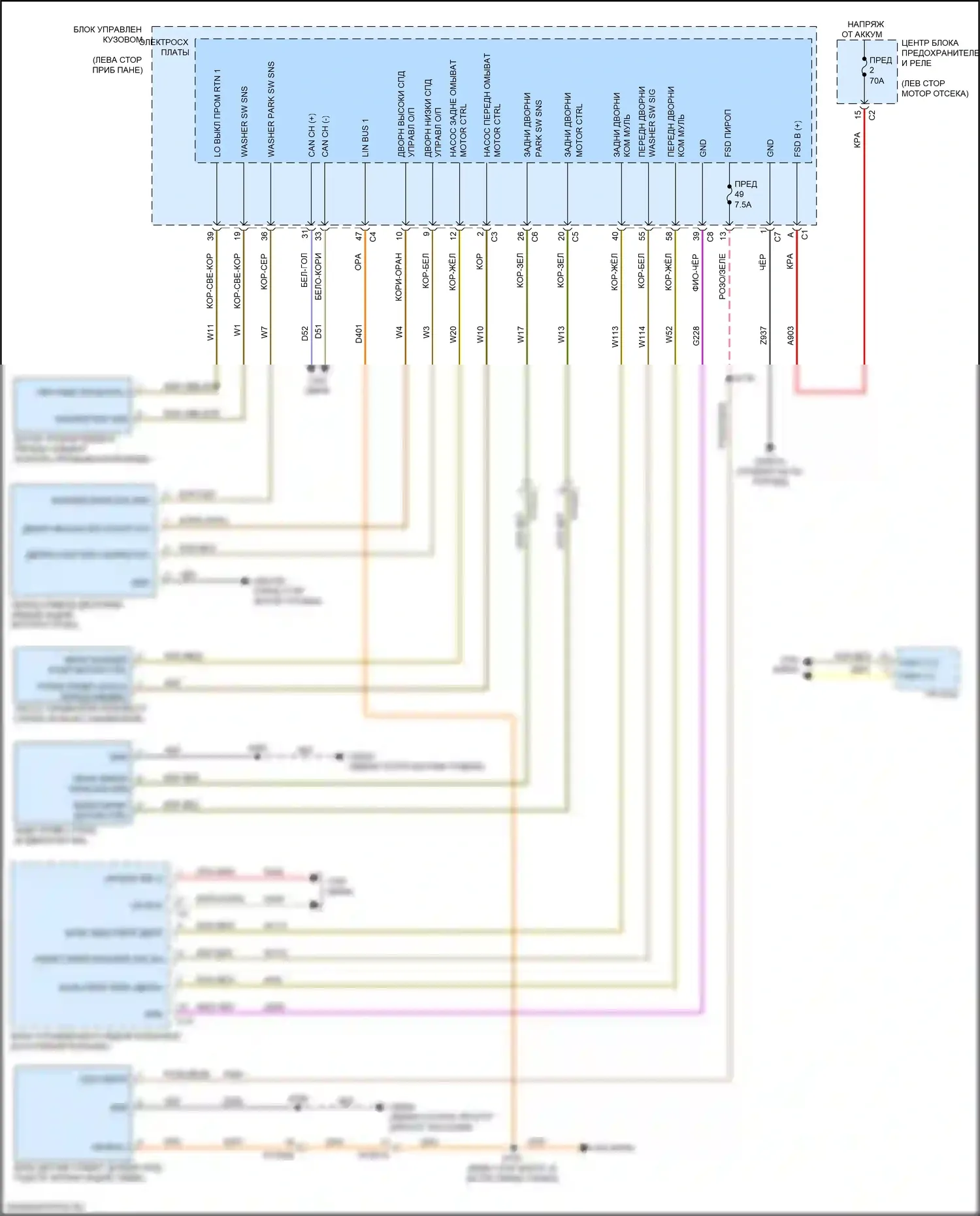 Compass Jeep II (2016-2022): Дворники и омыватели электросхема 