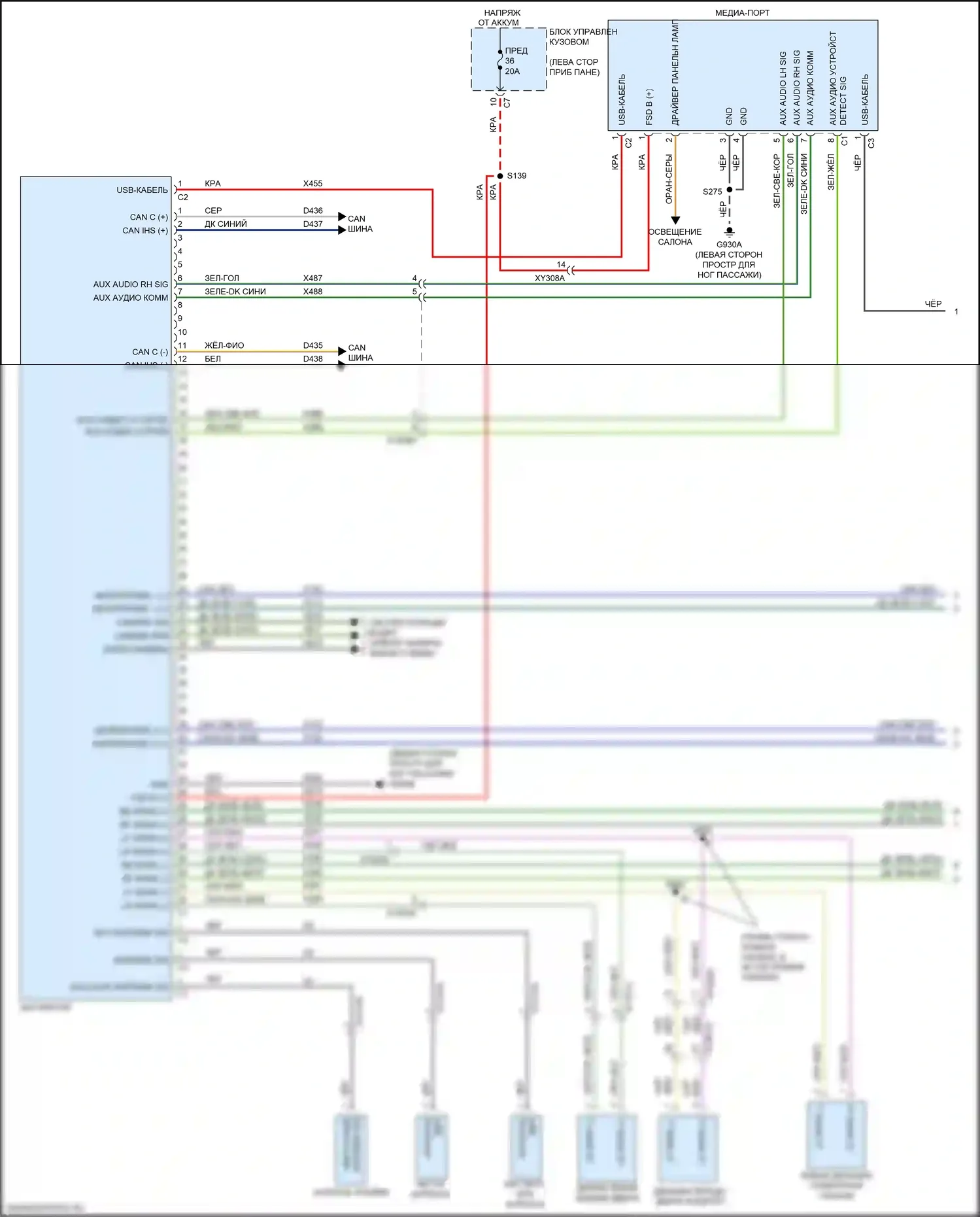 Compass Jeep II (2016-2022): Электросхема магнитолы, база (1 из 2) 