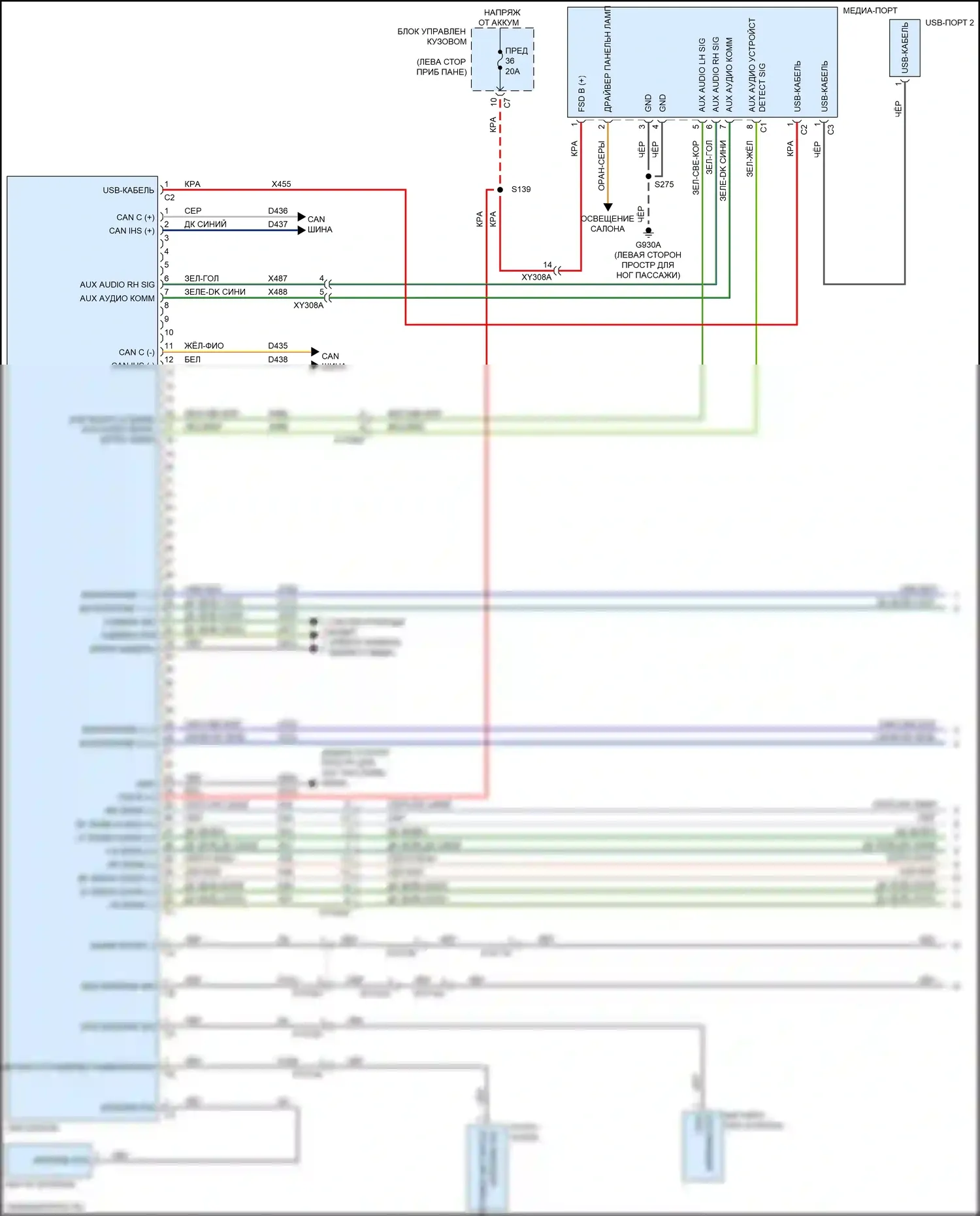 Compass Jeep II (2016-2022): Электросхема магнитолы, премиум (1 из 3) 