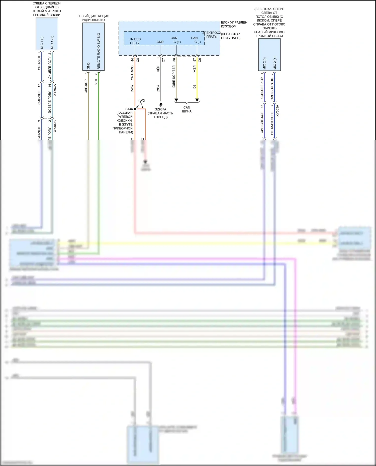 Compass Jeep II (2016-2022): Электросхема магнитолы, премиум (2 из 3) 