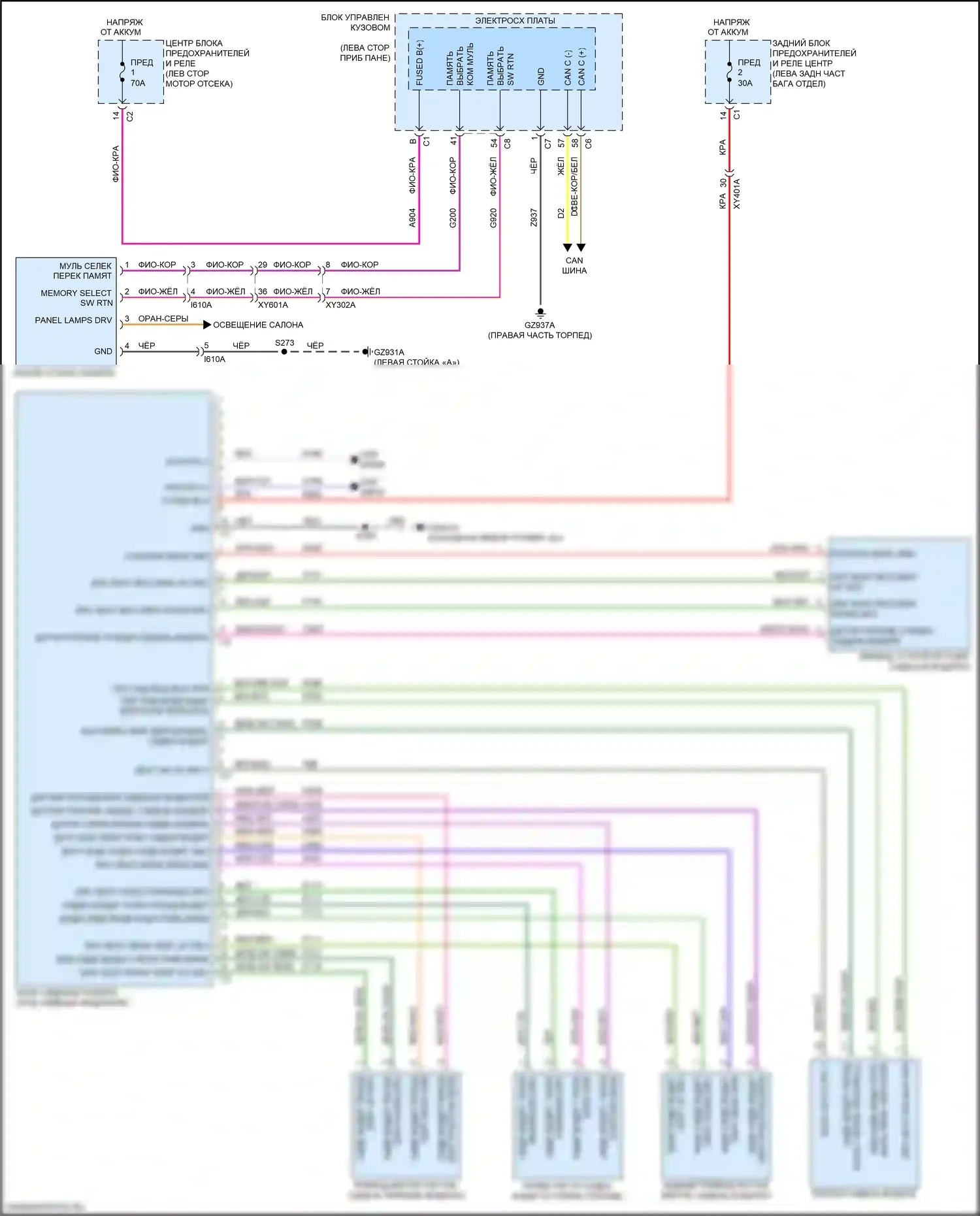 Compass Jeep II (2016-2022): Электросхема систем памяти 