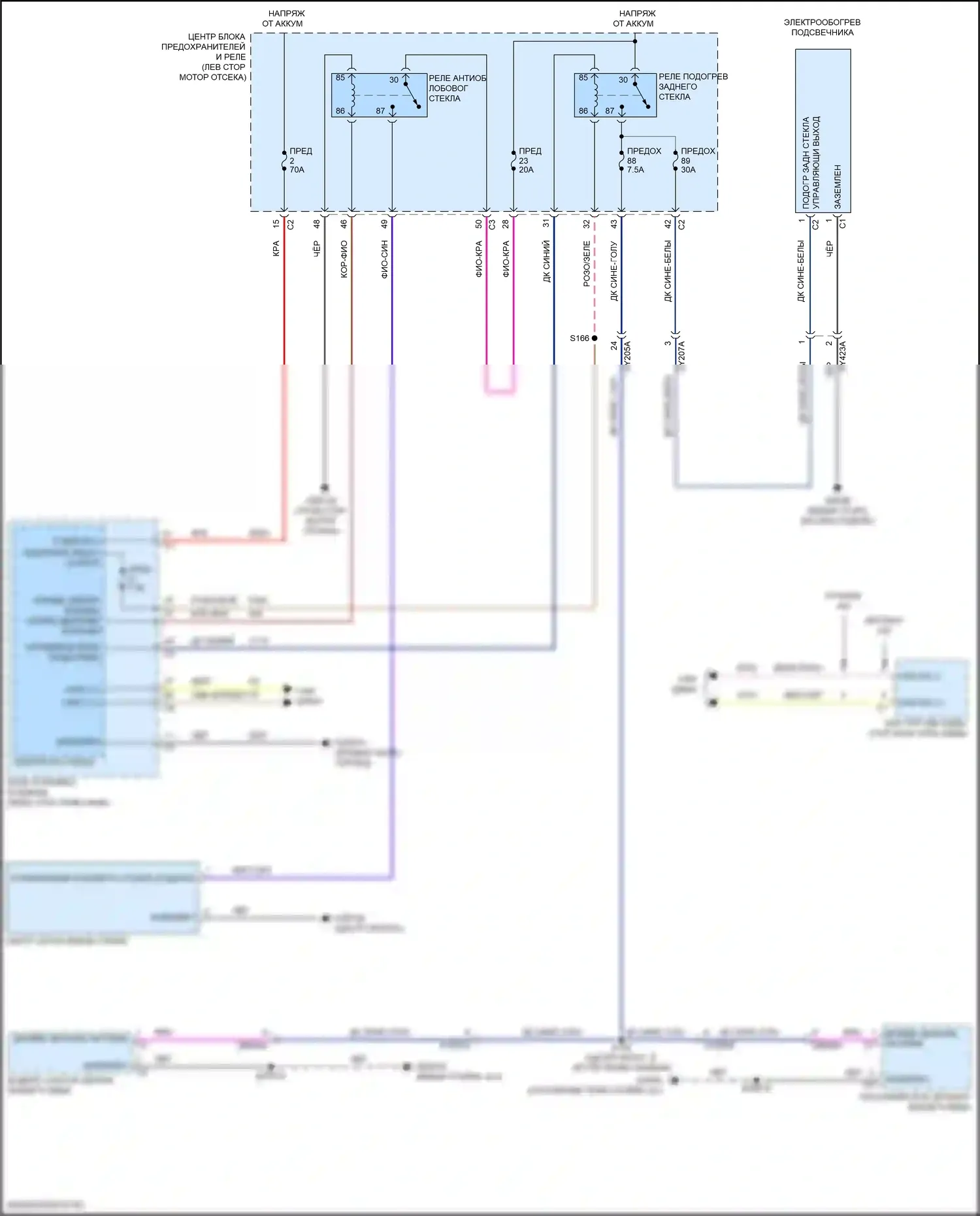 Compass Jeep II (2016-2022): Электросхема подогрева стекол 