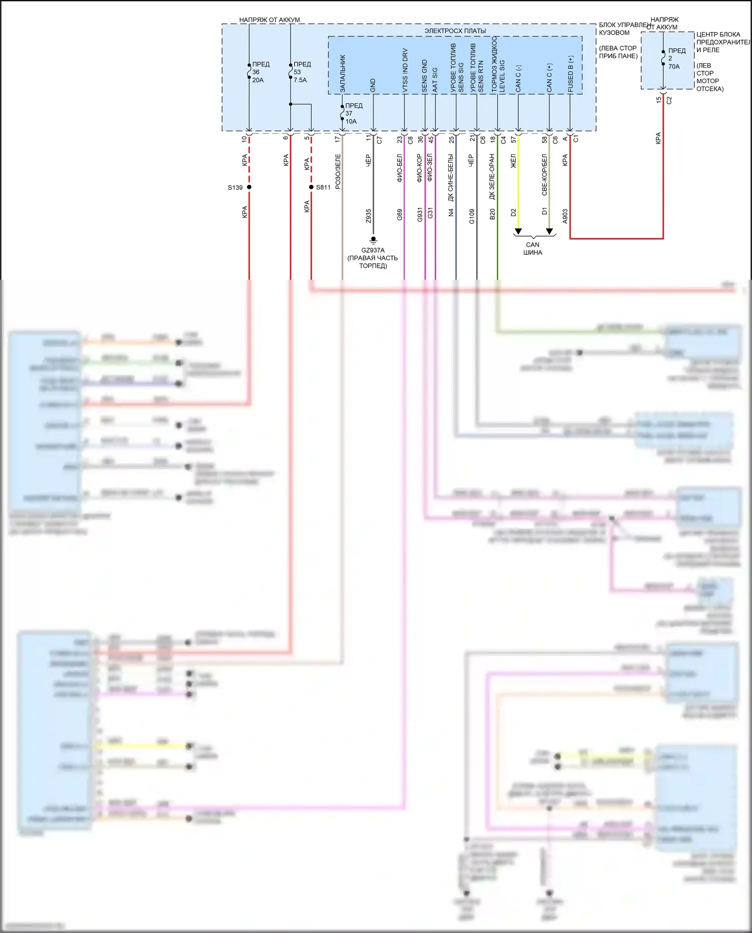 Compass Jeep II (2016-2022): Электросхема приборной панели (1 из 2) 