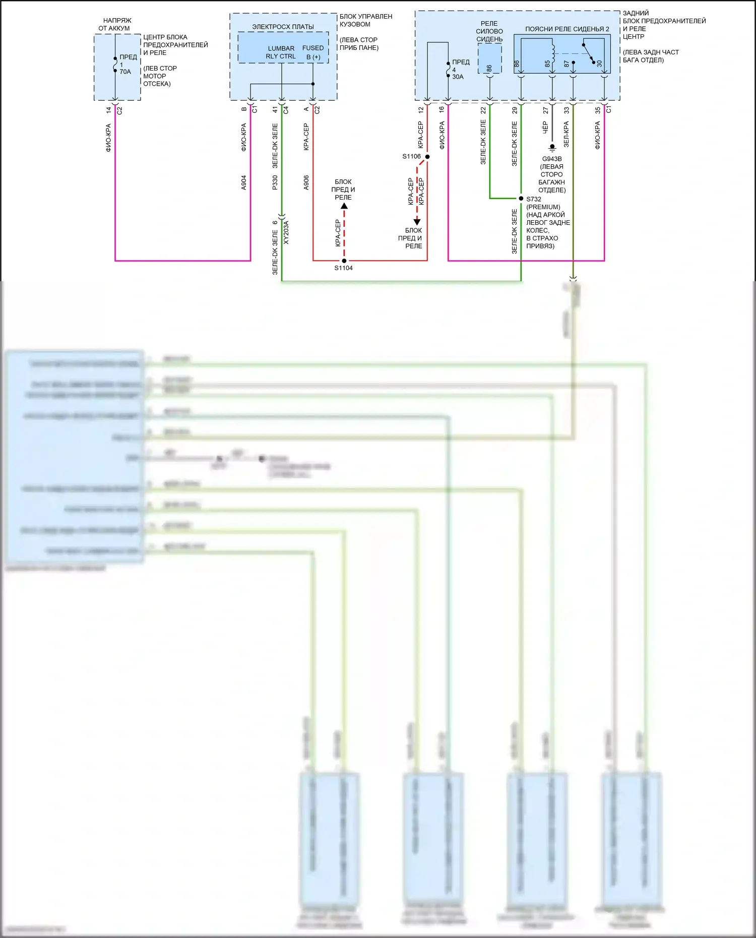 Compass Jeep II (2016-2022): Электросхема сиденья питания для пассажиров 