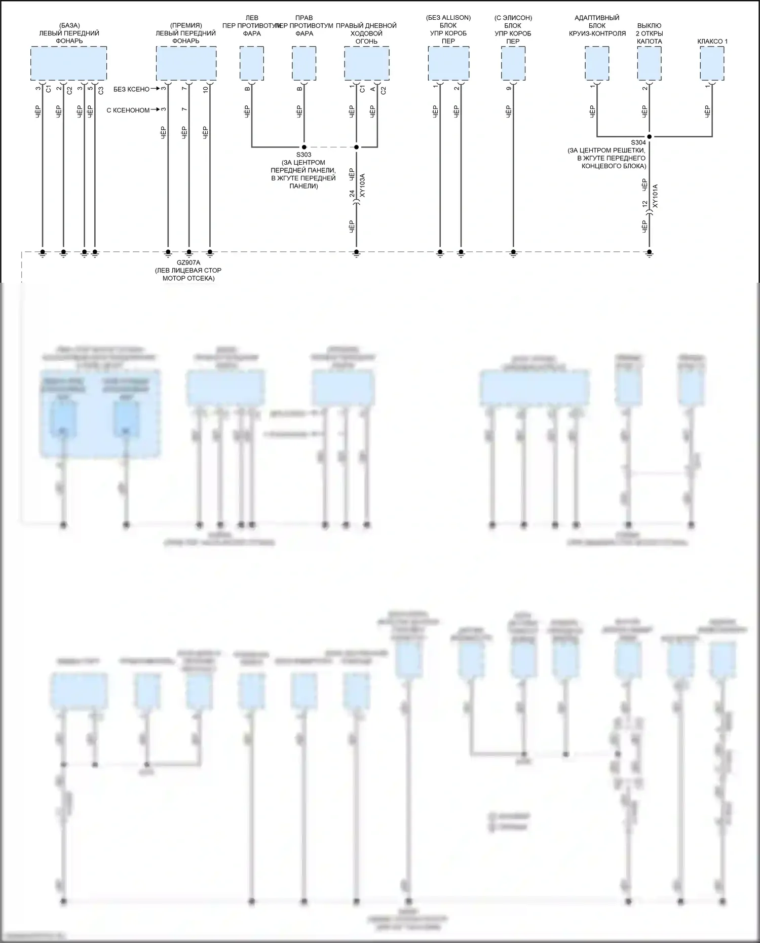 Compass Jeep II (2016-2022): Электросхема точек подключения масс (1 из 4) 