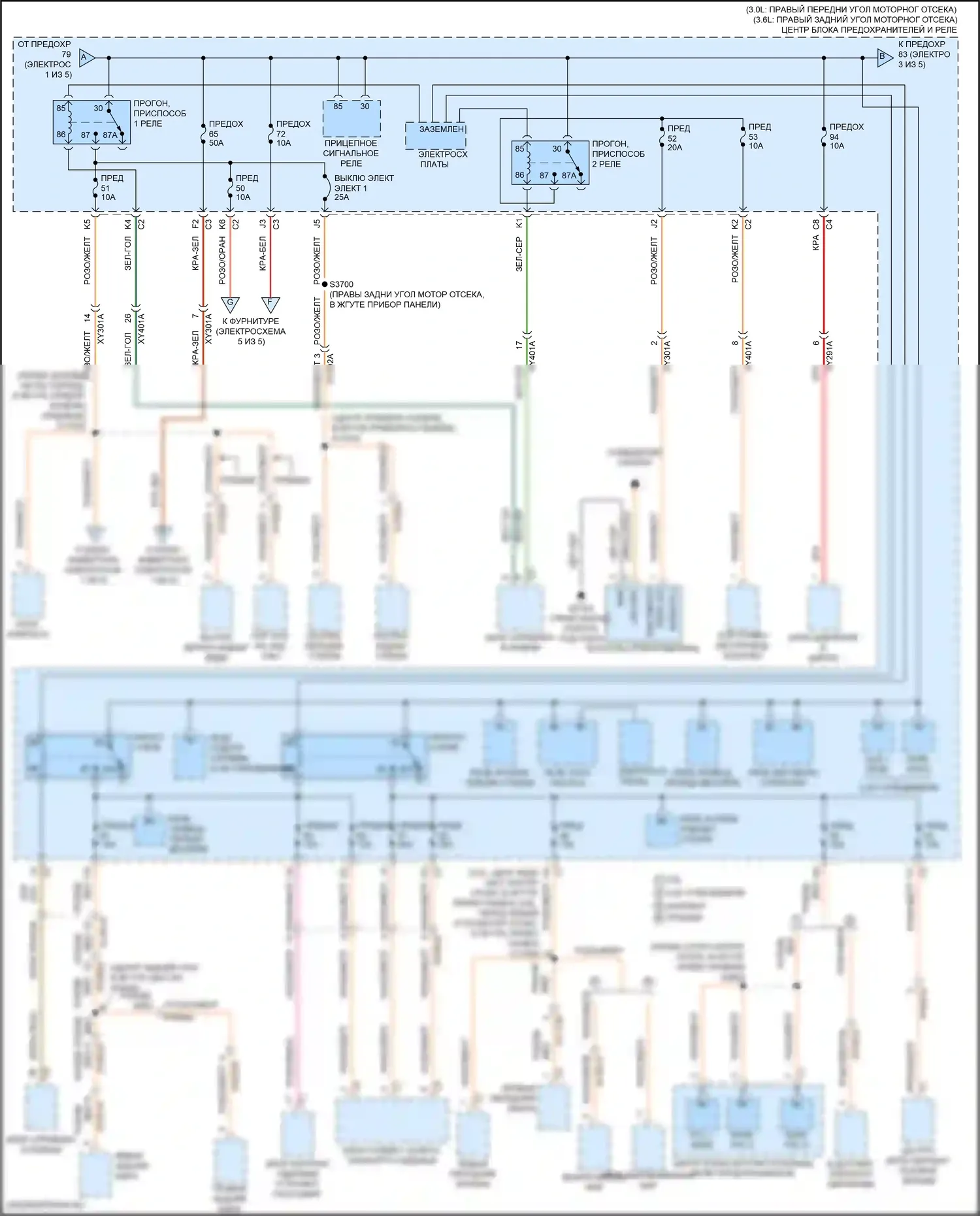 Gladiator Jeep JT (2019-2023): Электросхема блока предохранителей реле (2 из 5) 