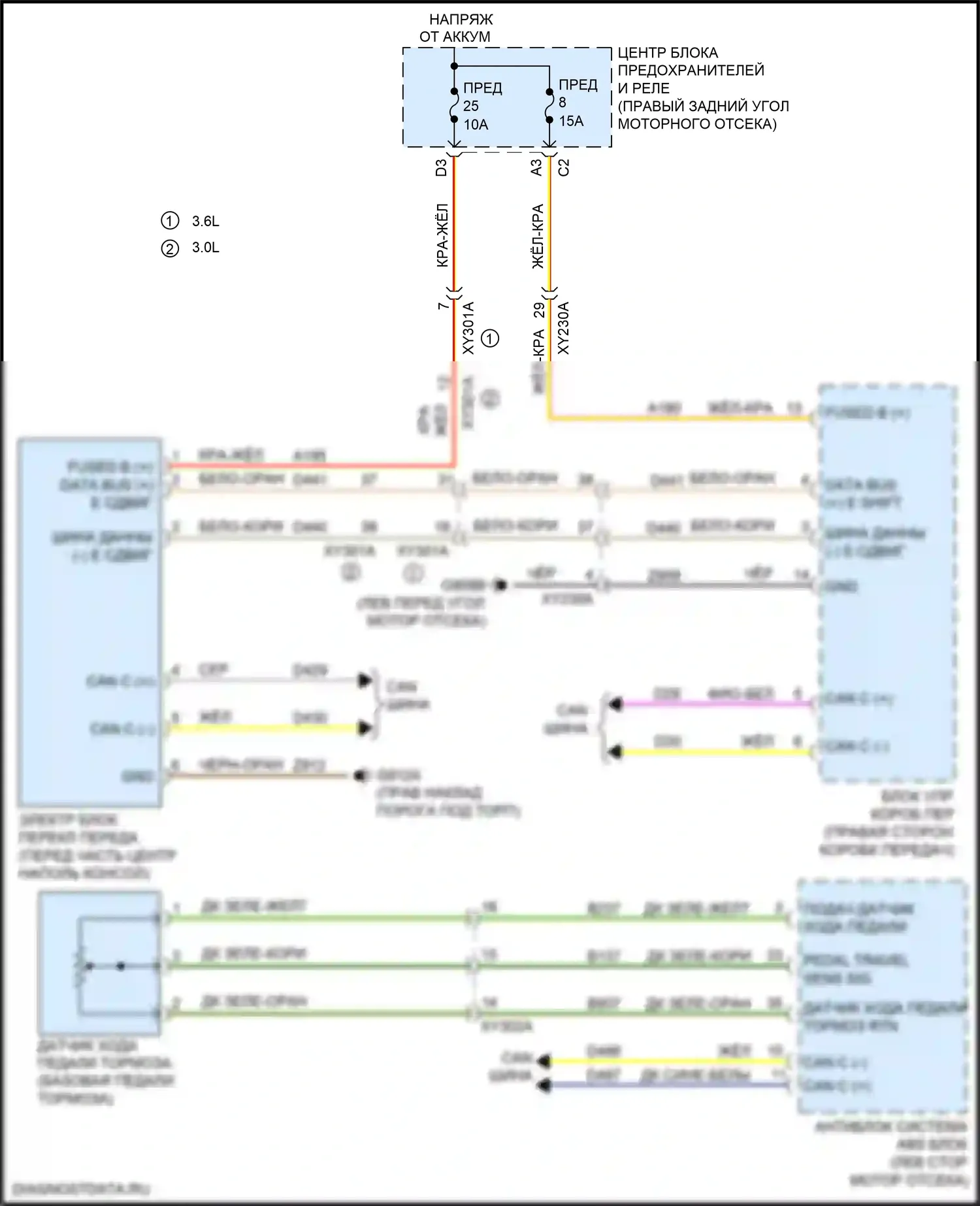 Gladiator Jeep JT (2019-2023): Электросхема блокировки селектора 