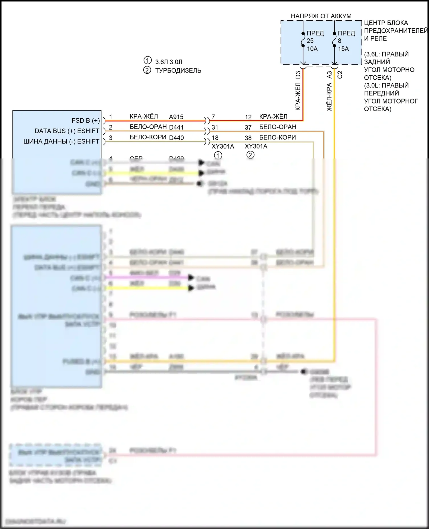 Gladiator Jeep JT (2019-2023): Электросхема автоматической коробки передач 