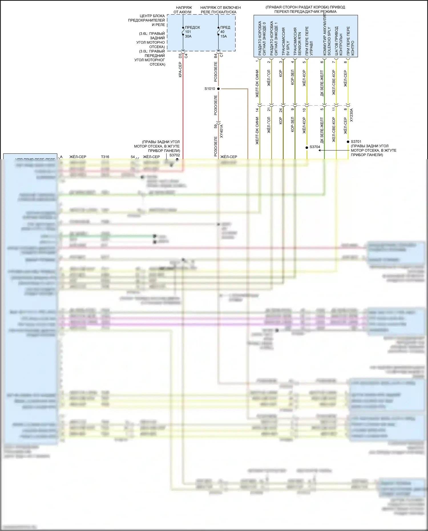 Gladiator Jeep JT (2019-2023): Электросхема раздаточной коробки 