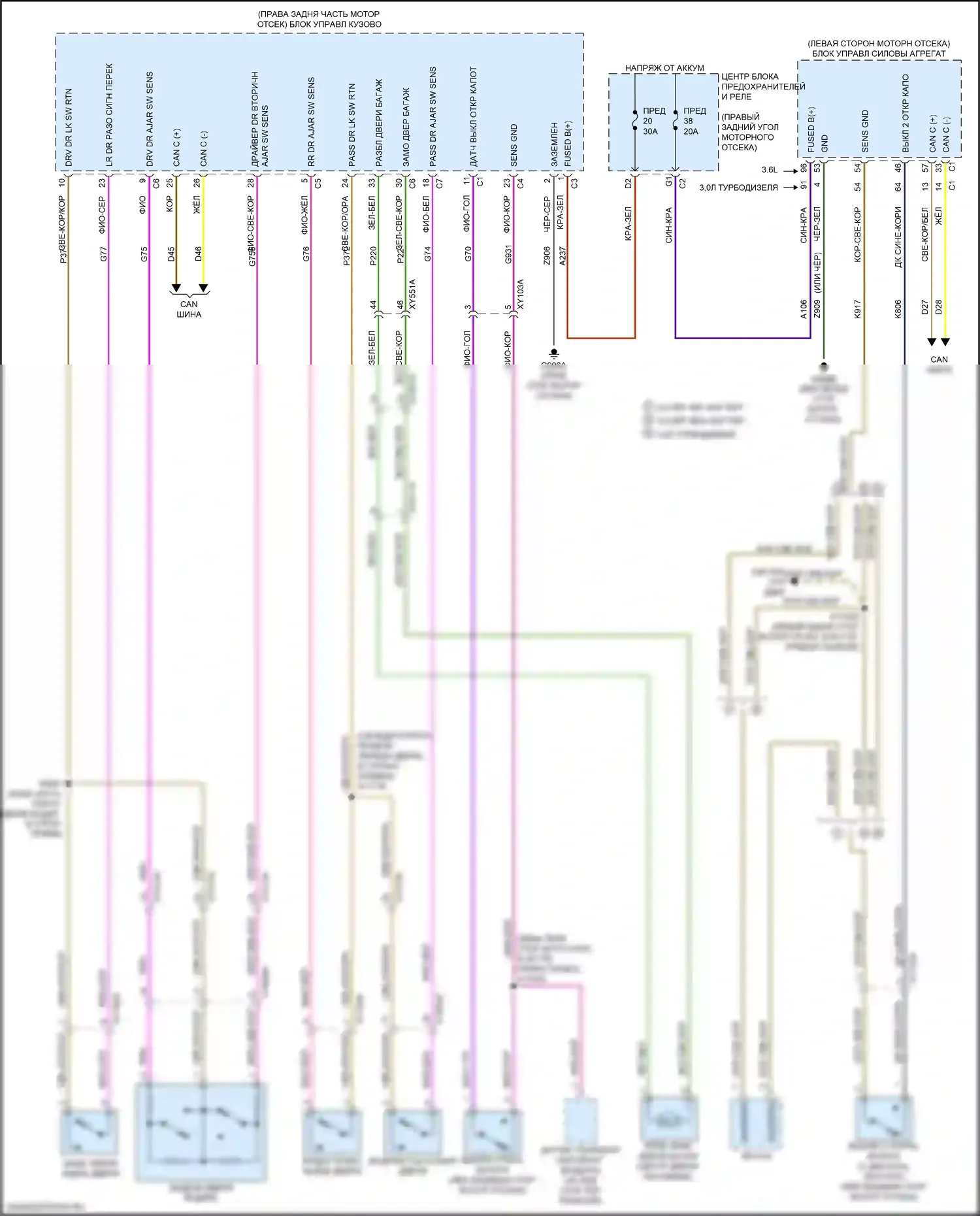 Gladiator Jeep JT (2019-2023): Электросхема с защитой от взлома, базовая 
