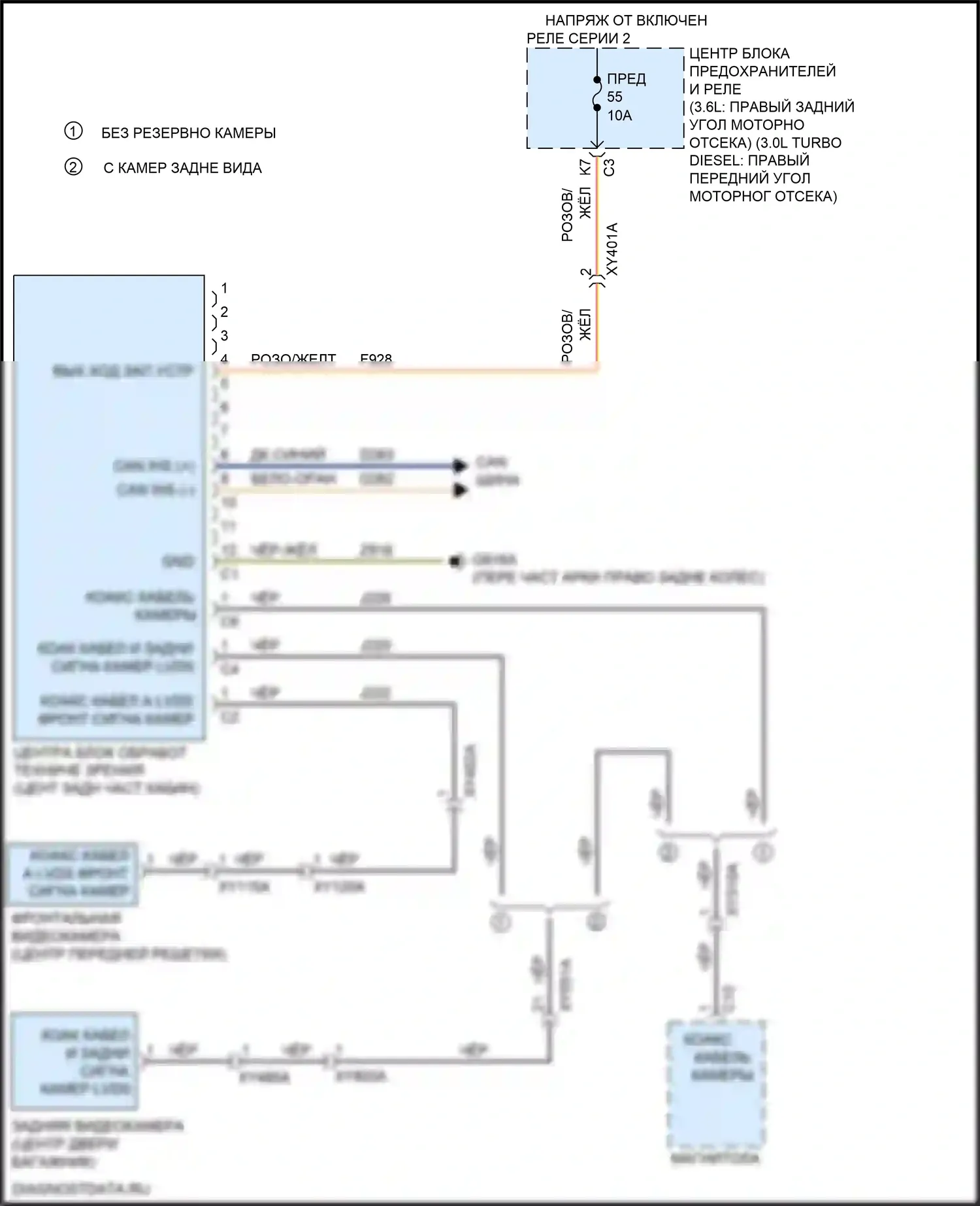 Gladiator Jeep JT (2019-2023): Электросхема камеры кругового обзора 