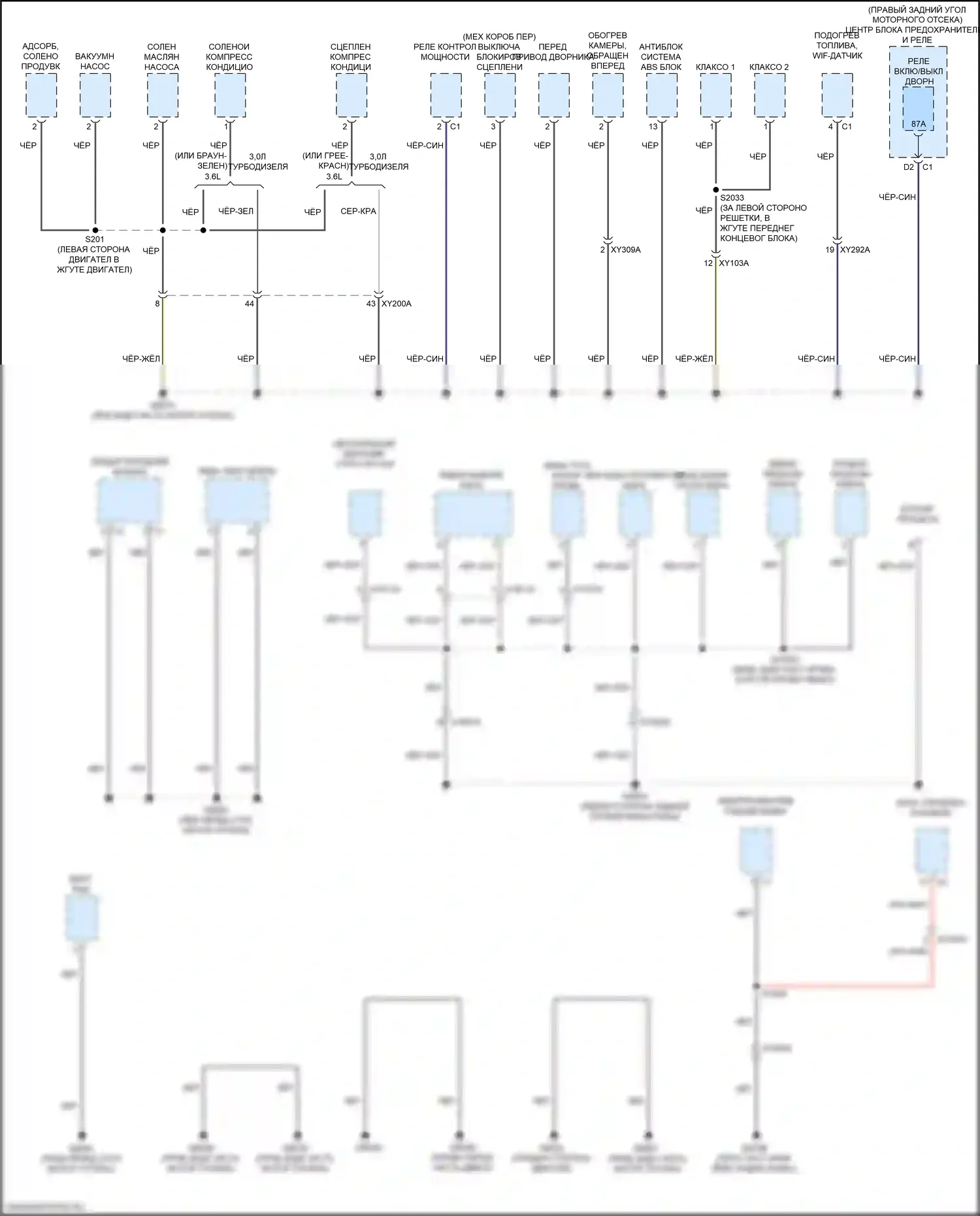 Gladiator Jeep JT (2019-2023): Электросхема точек подключения масс (1 из 5) 