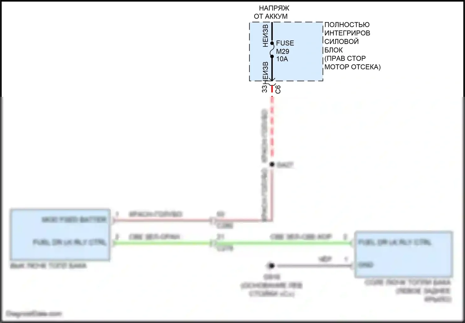 Grand Cherokee Jeep WK2 (2010-2013): Электросхема открытия лючка топливного бака 