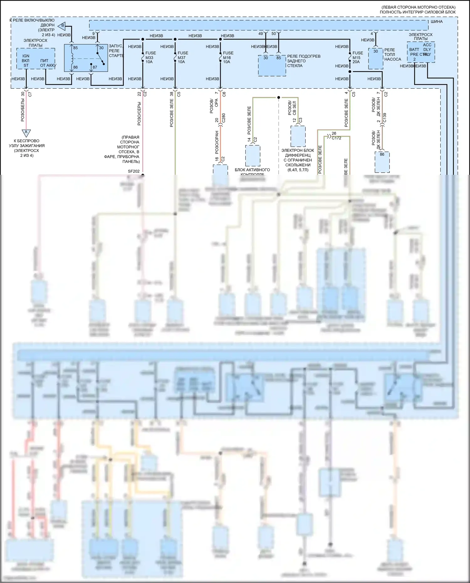 Grand Cherokee Jeep WK2 (2010-2013): Электросхема блока предохранителей реле (3 из 4) 