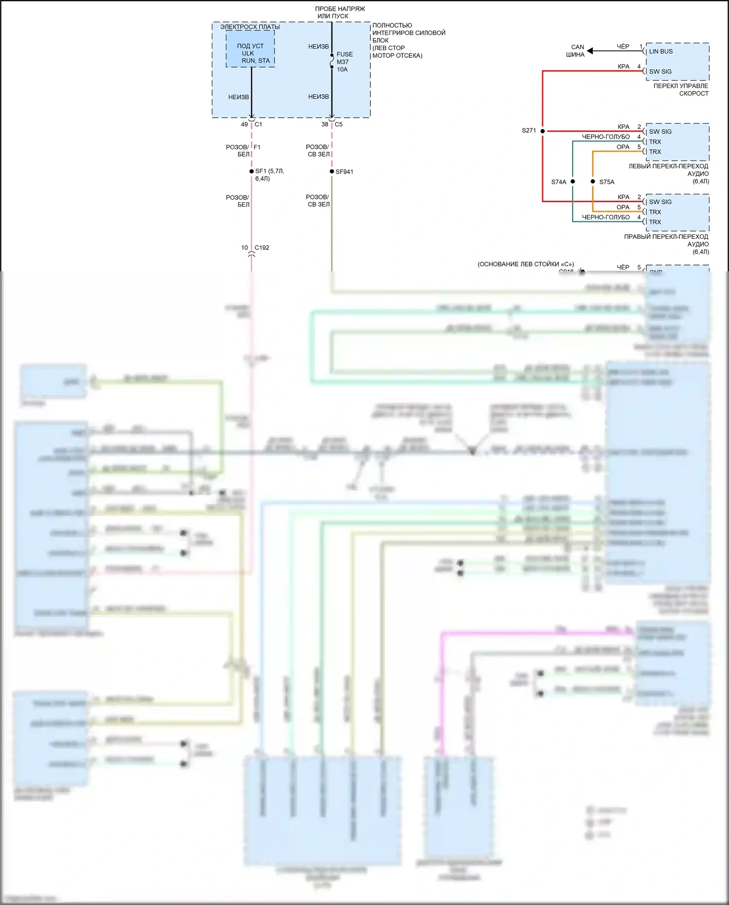 Grand Cherokee Jeep WK2 (2010-2013): Электросхема блокировки селектора 