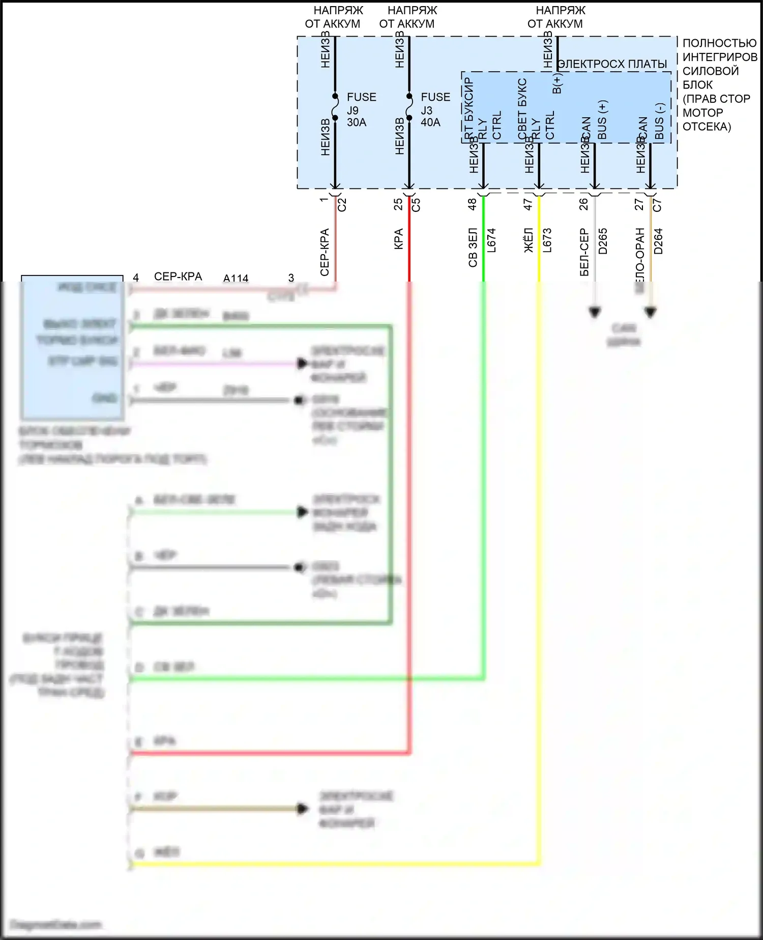 Grand Cherokee Jeep WK2 (2010-2013): Электросхема буксировки прицепа 