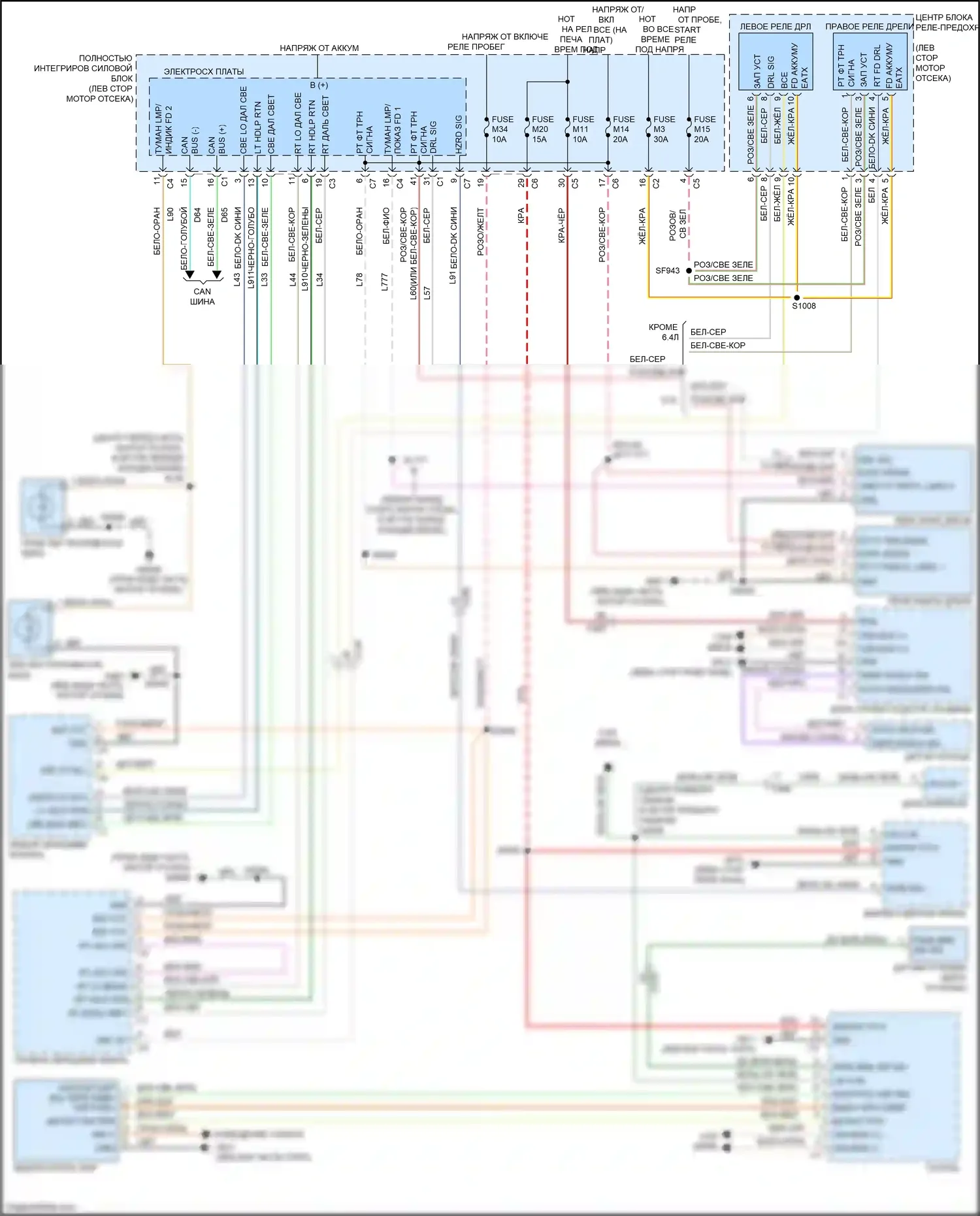 Grand Cherokee Jeep WK2 (2010-2013): Электросхема фар, с дрелью 
