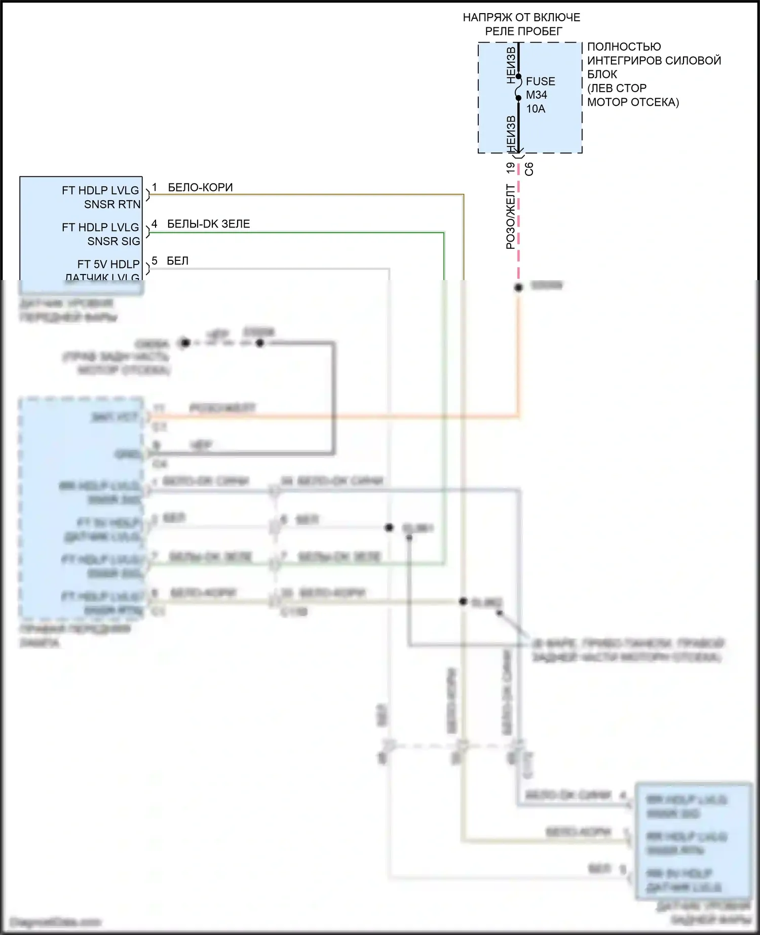 Grand Cherokee Jeep WK2 (2010-2013): Электросхема корректора фар 